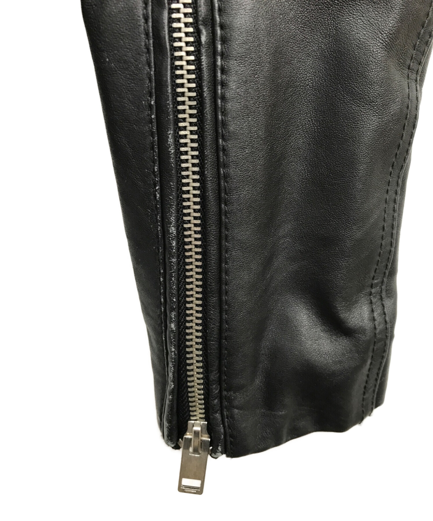 DIESEL (ディーゼル) レザースウェットライダースジャケット ブラック サイズ:S