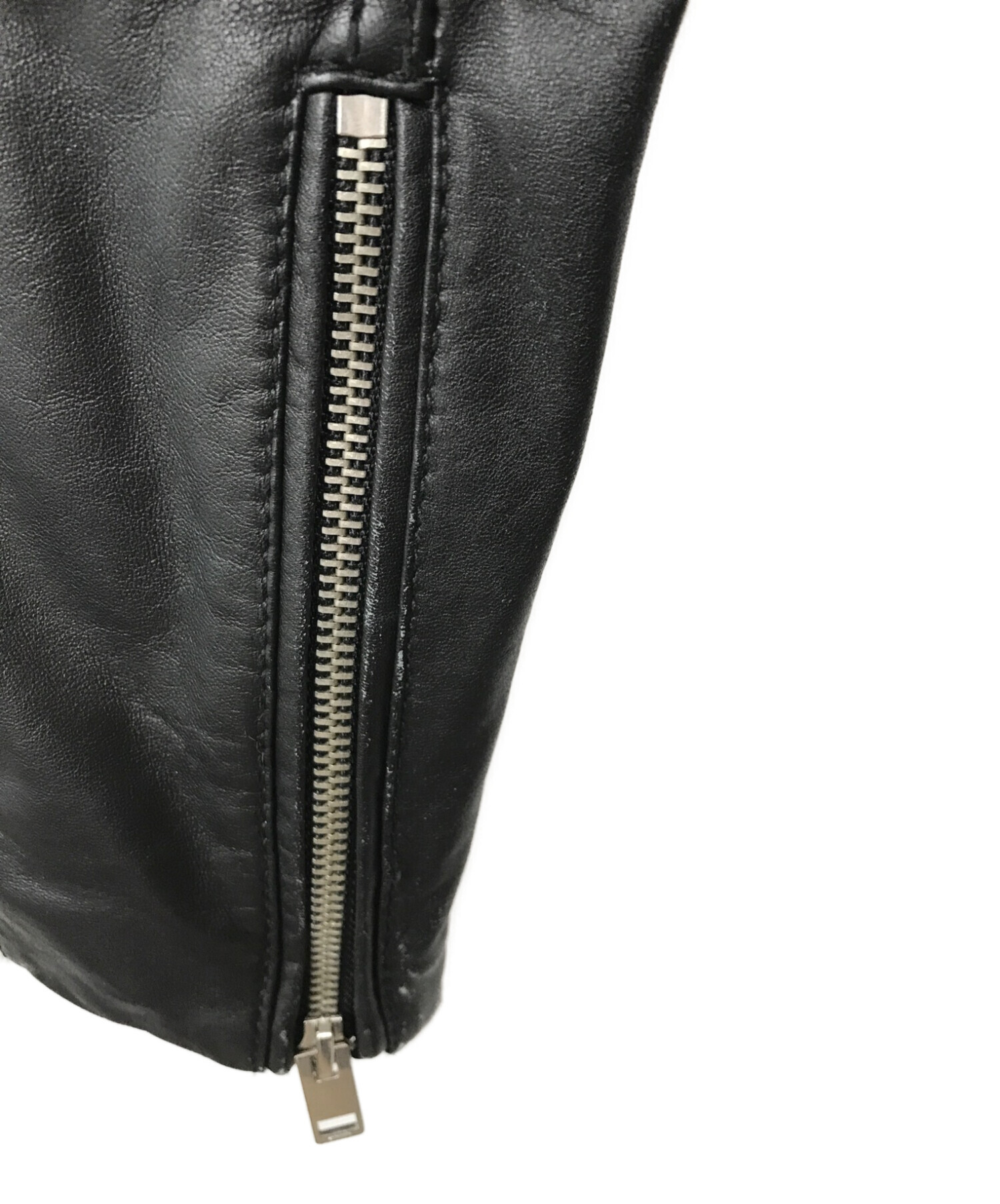 DIESEL (ディーゼル) レザースウェットライダースジャケット ブラック サイズ:S