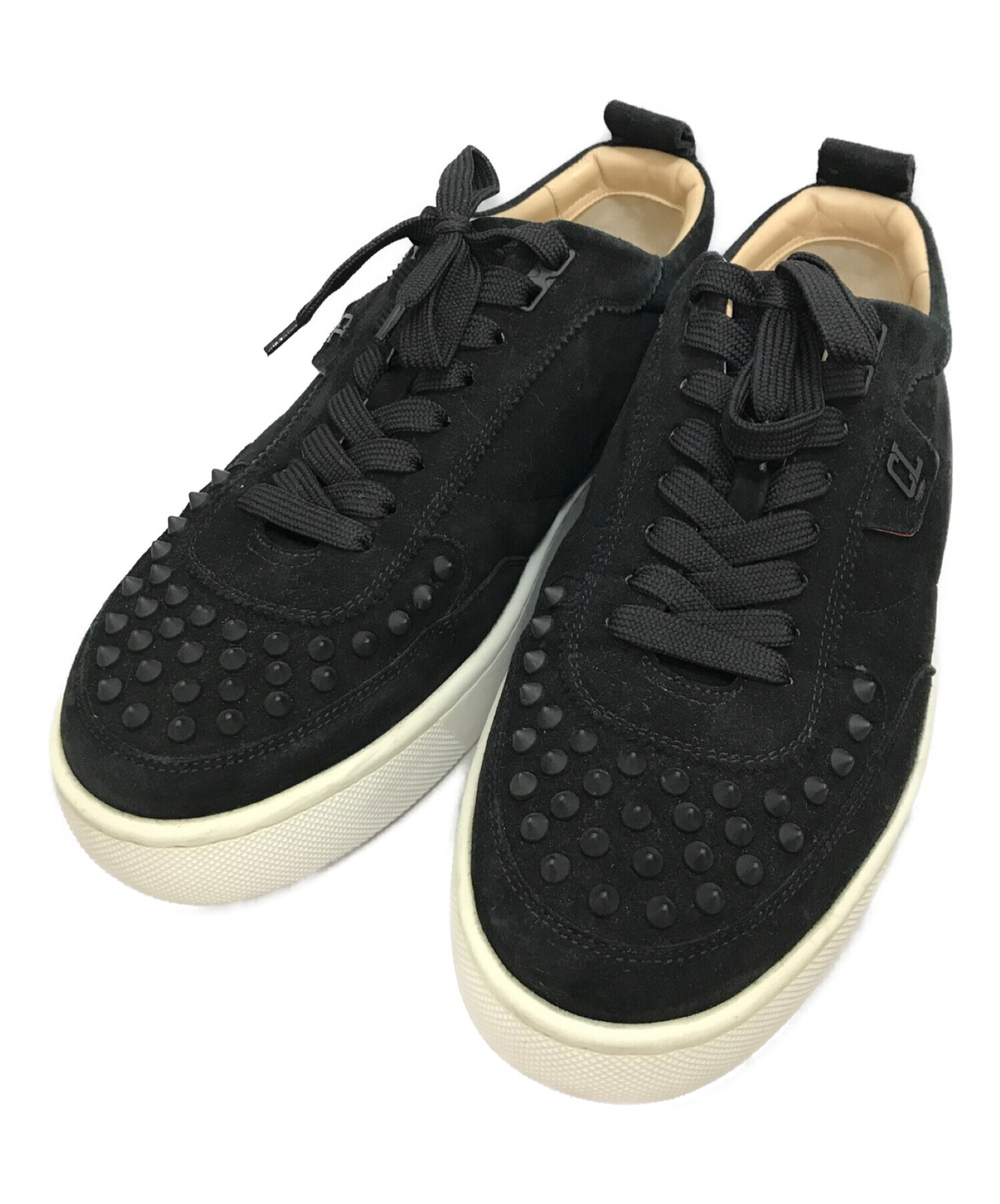 Christian Louboutin (クリスチャン・ルブタン) Happyrui Spiked Suede Sneakers ブラック  サイズ:41 1/2