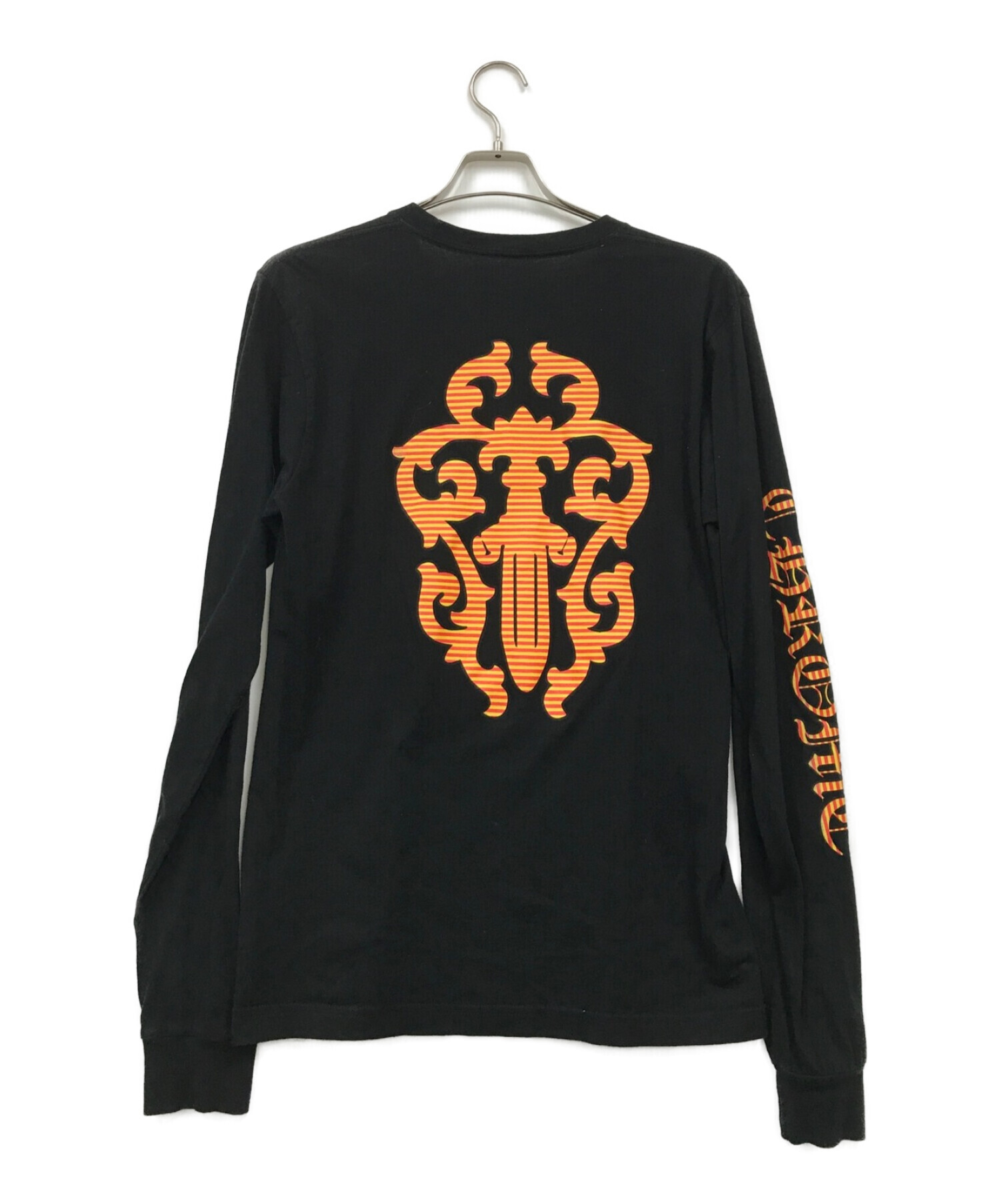 CHROME HEARTS (クロムハーツ) ストライプダガーロングスリーブTシャツ ブラック サイズ:Medium