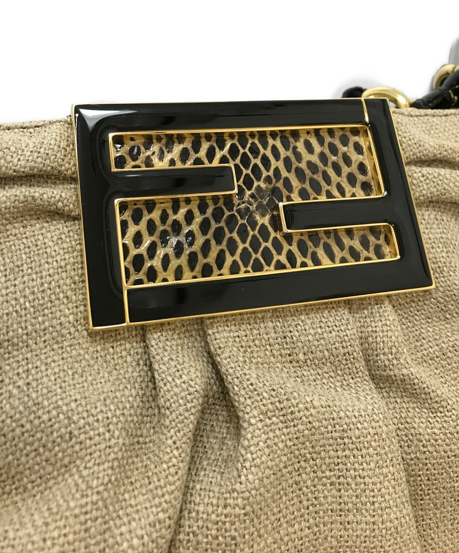 中古・古着通販】FENDI (フェンディ) チェーンハンドバッグ ベージュ