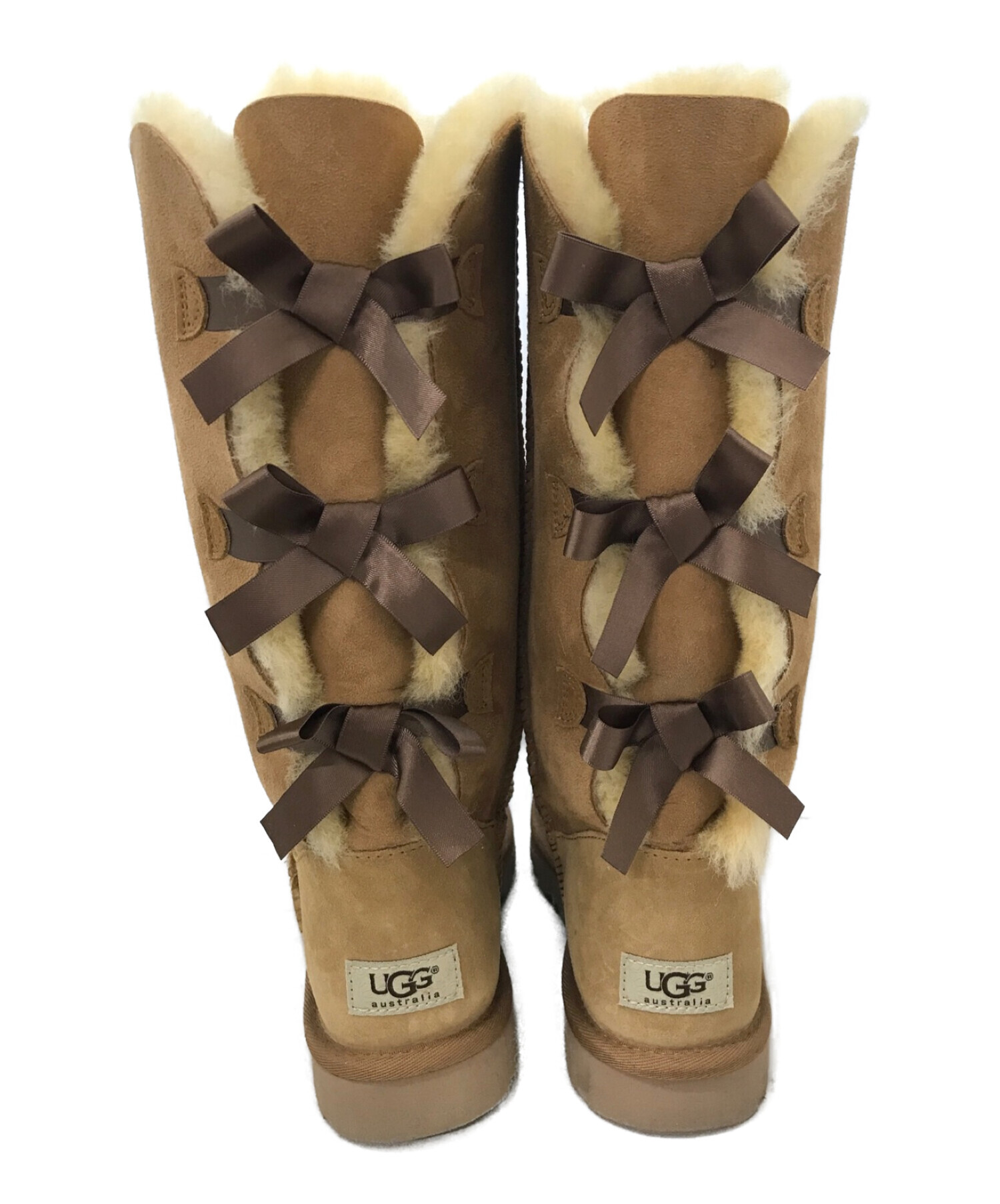 中古・古着通販】UGG (アグ) 3段リボンロングボアブーツ ベージュ