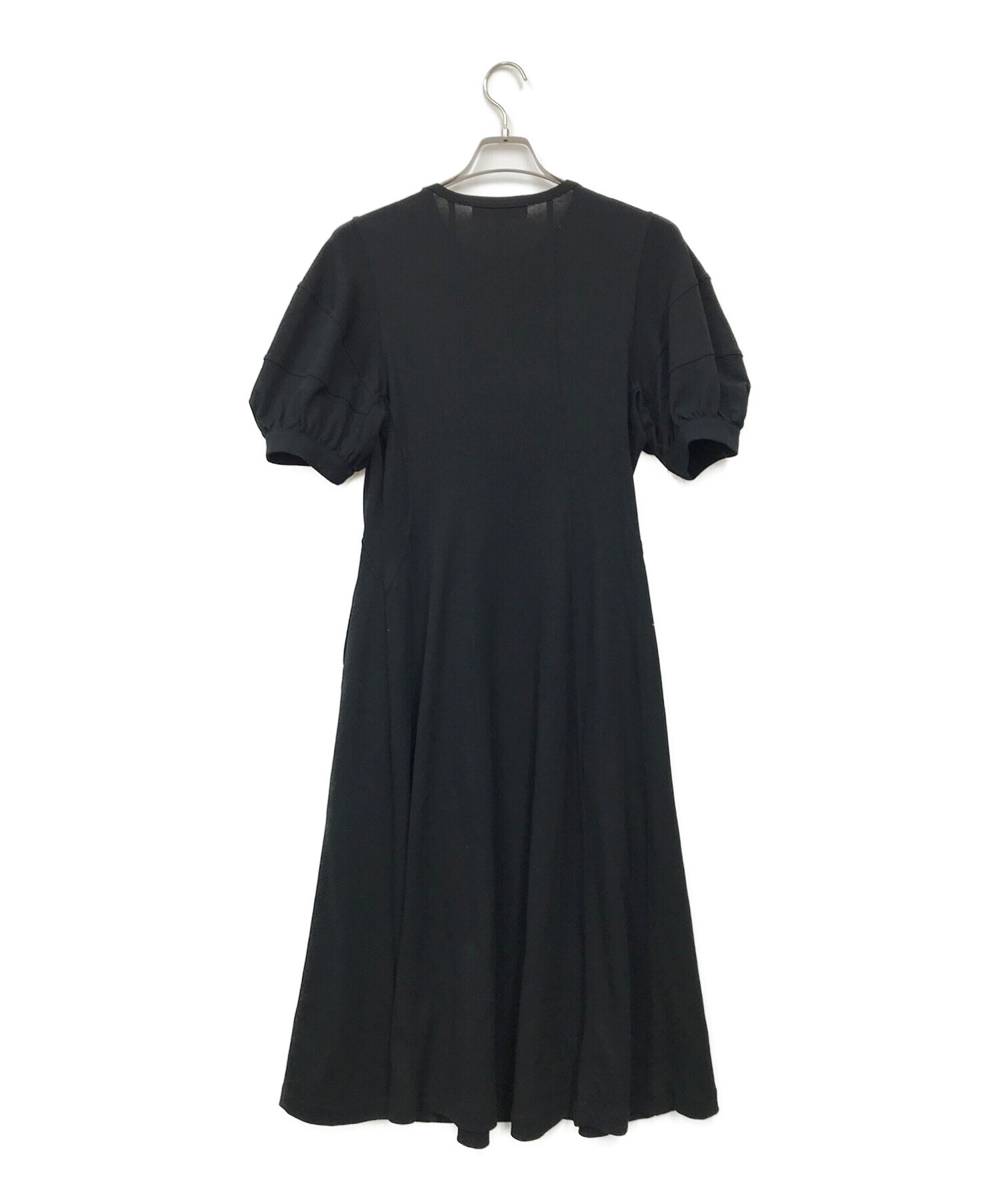 AKIRA NAKA (アキラナカ) Lantan sleeve jersey dress（ランタン スリーブ ジャージー ドレス） ブラック  サイズ:1 未使用品