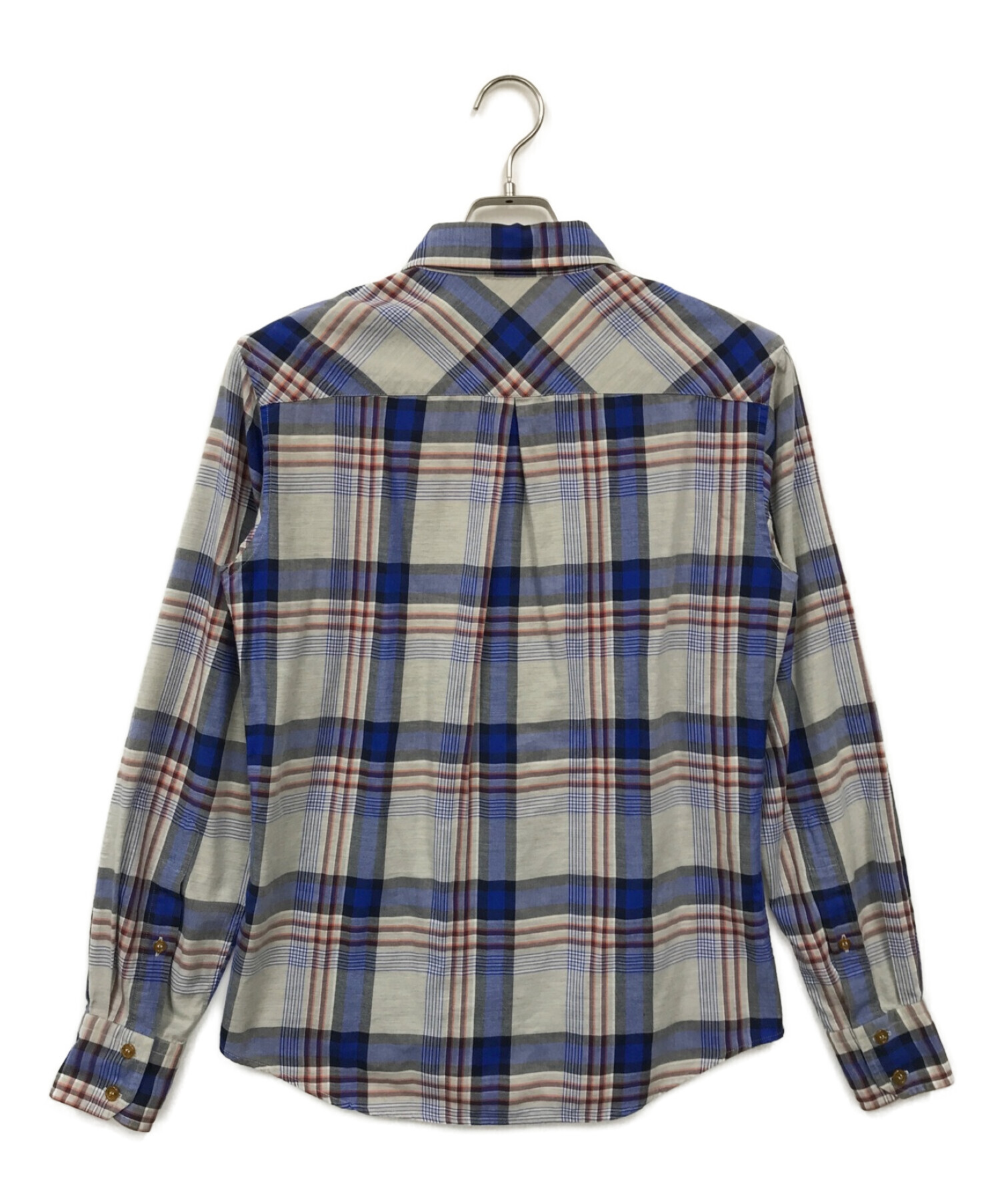 Vivienne Westwood man (ヴィヴィアン ウェストウッド マン) オーブ刺繍チェックシャツ グレー×ブルー サイズ:46