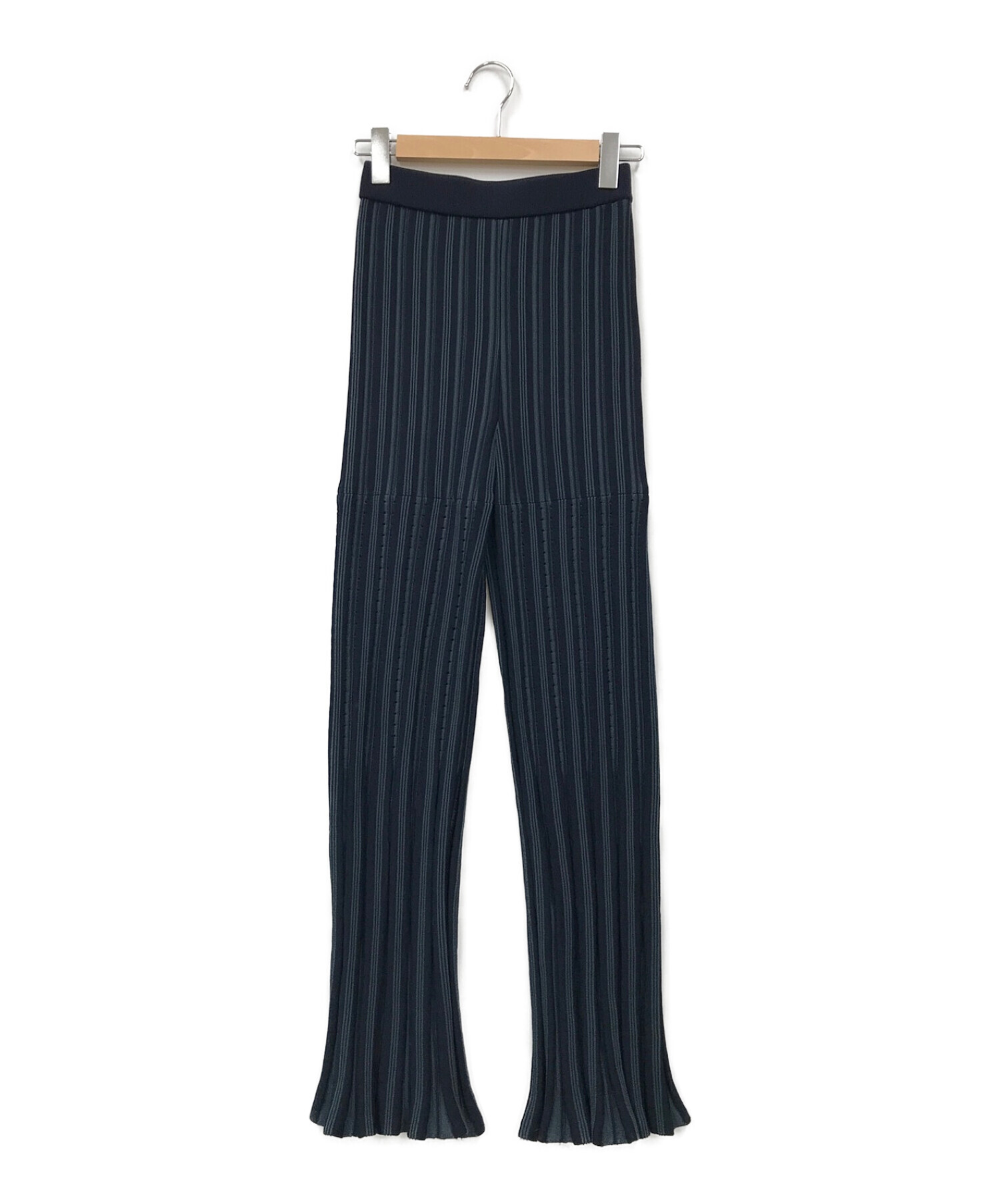 LE CIEL BLEU (ルシェルブルー) Random Stripe Knit Pants（ランダム ストライプ ニット パンツ） ネイビー  サイズ:36