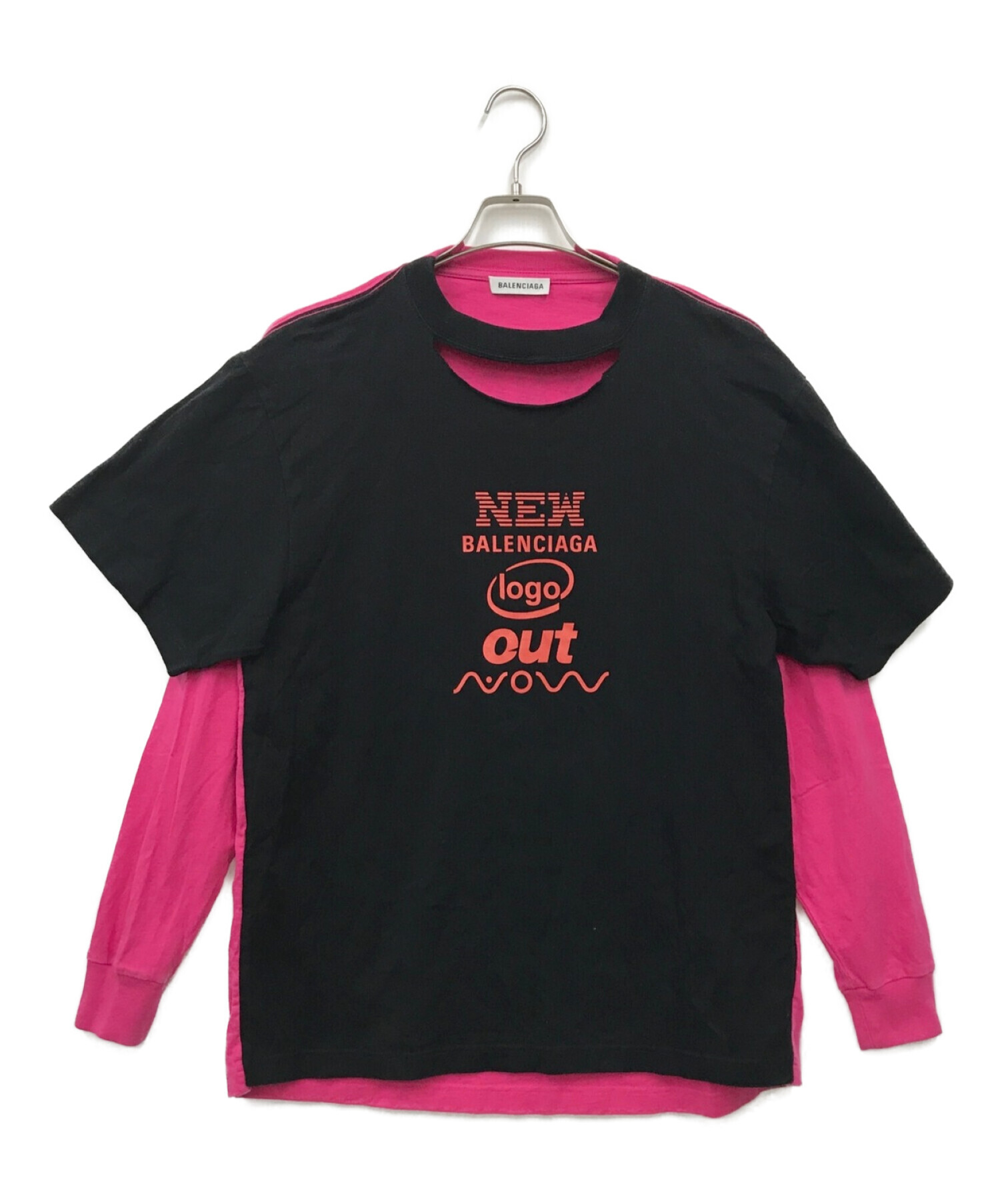 中古・古着通販】BALENCIAGA (バレンシアガ) ドッキングTシャツ ピンク