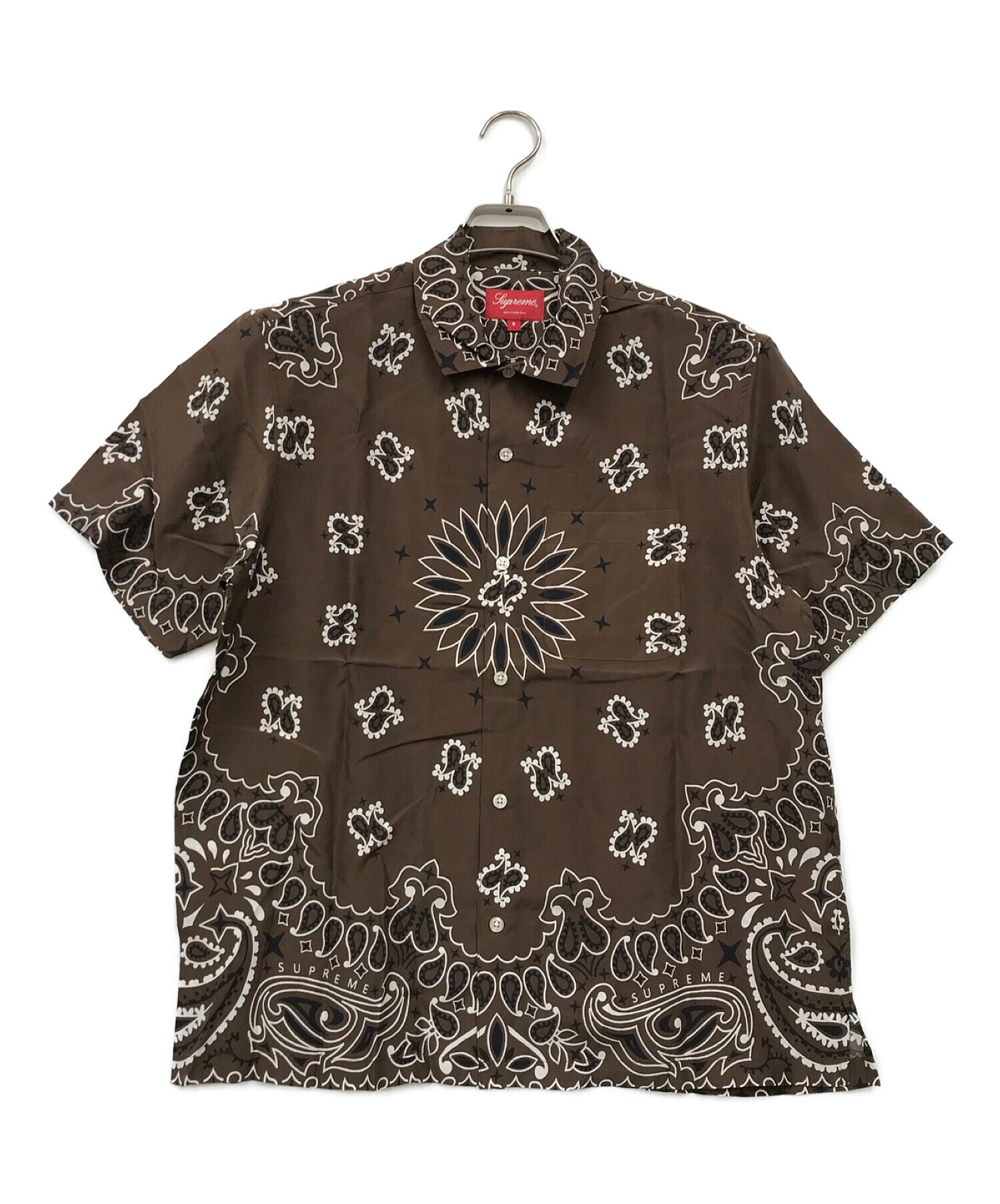 新品 Supreme Bandana Silk S/S Shirt 黒 Sサイズ