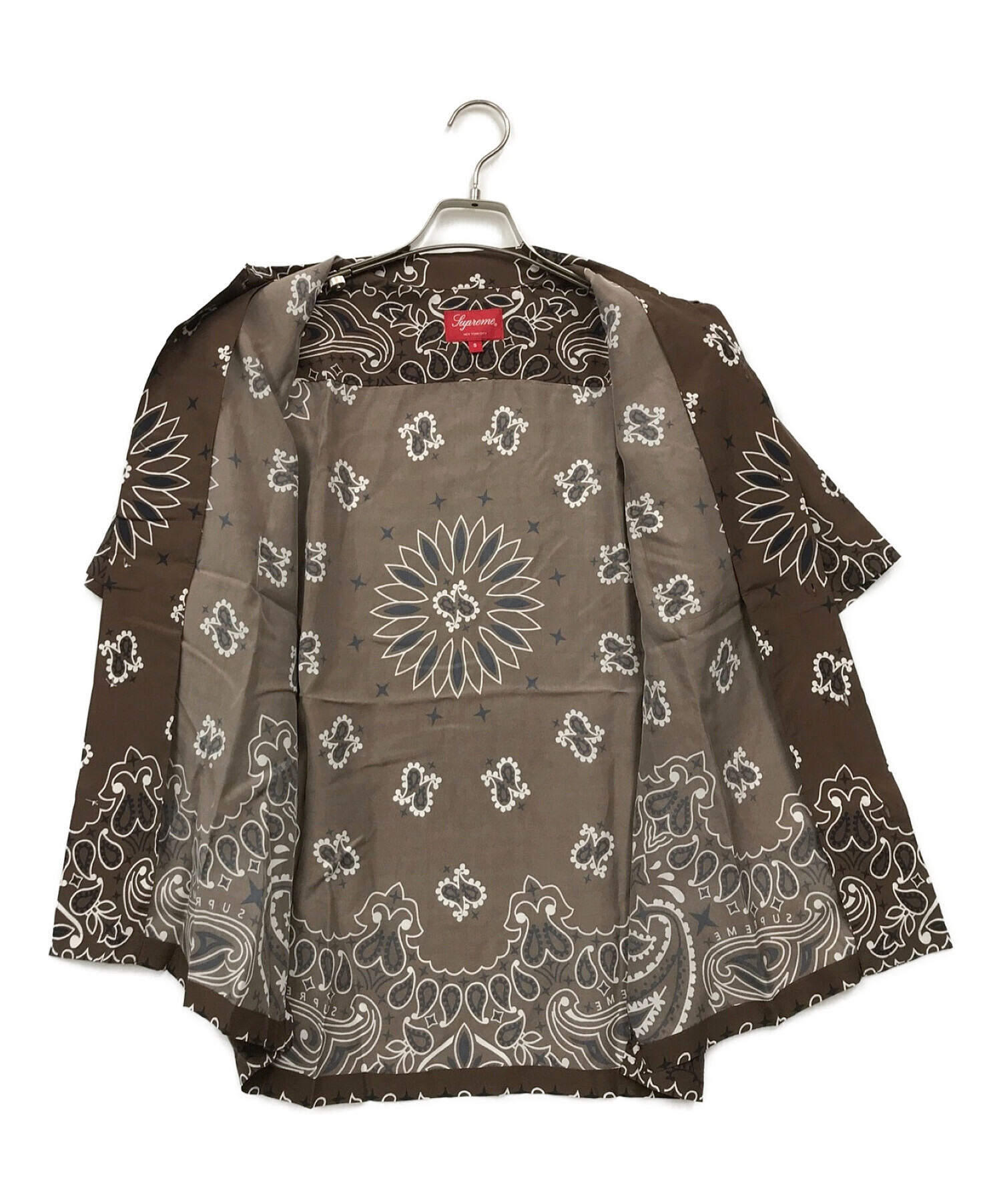 SUPREME (シュプリーム) Bandana Silk S/S Shirt（バンダナ シルク シャツ） ブラウン サイズ:S