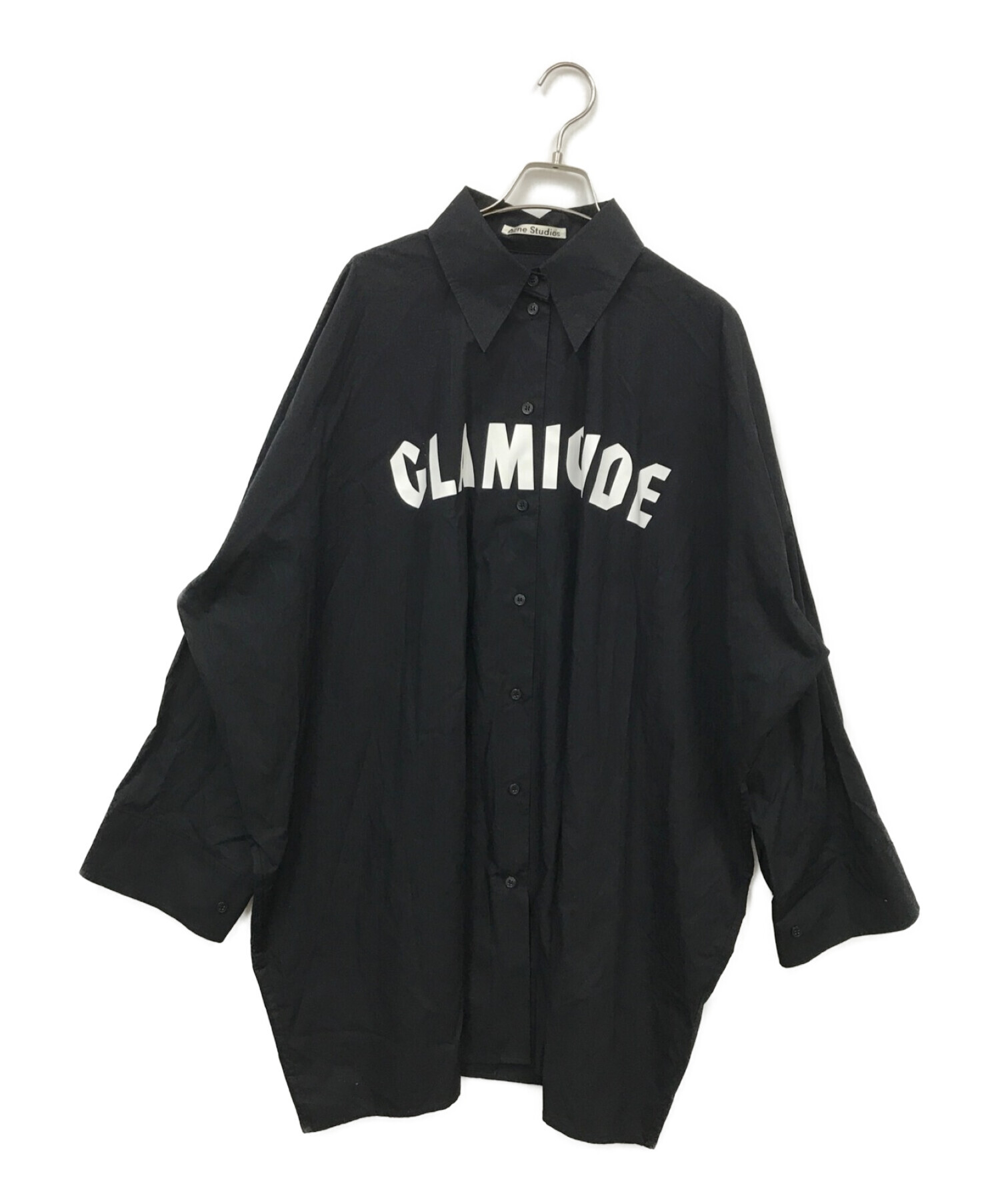 『ジョンローレンスサリバン』(44) オーバーサイズプリントシャツ / ブラック襟レギュラーカラー