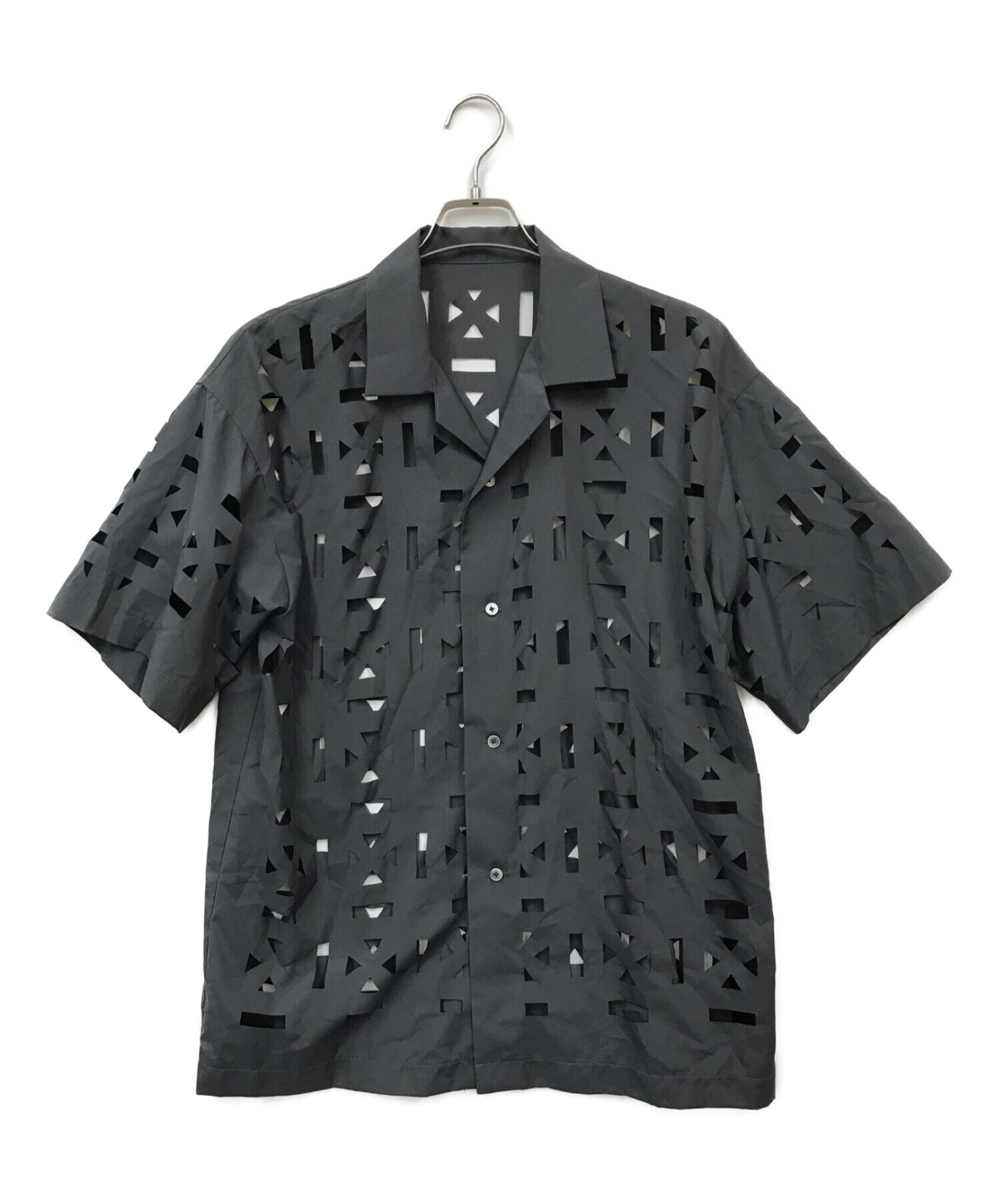 UNITED TOKYO (ユナイテッドトーキョー) ジオメトリック レザーカットシャツ グレー サイズ:1