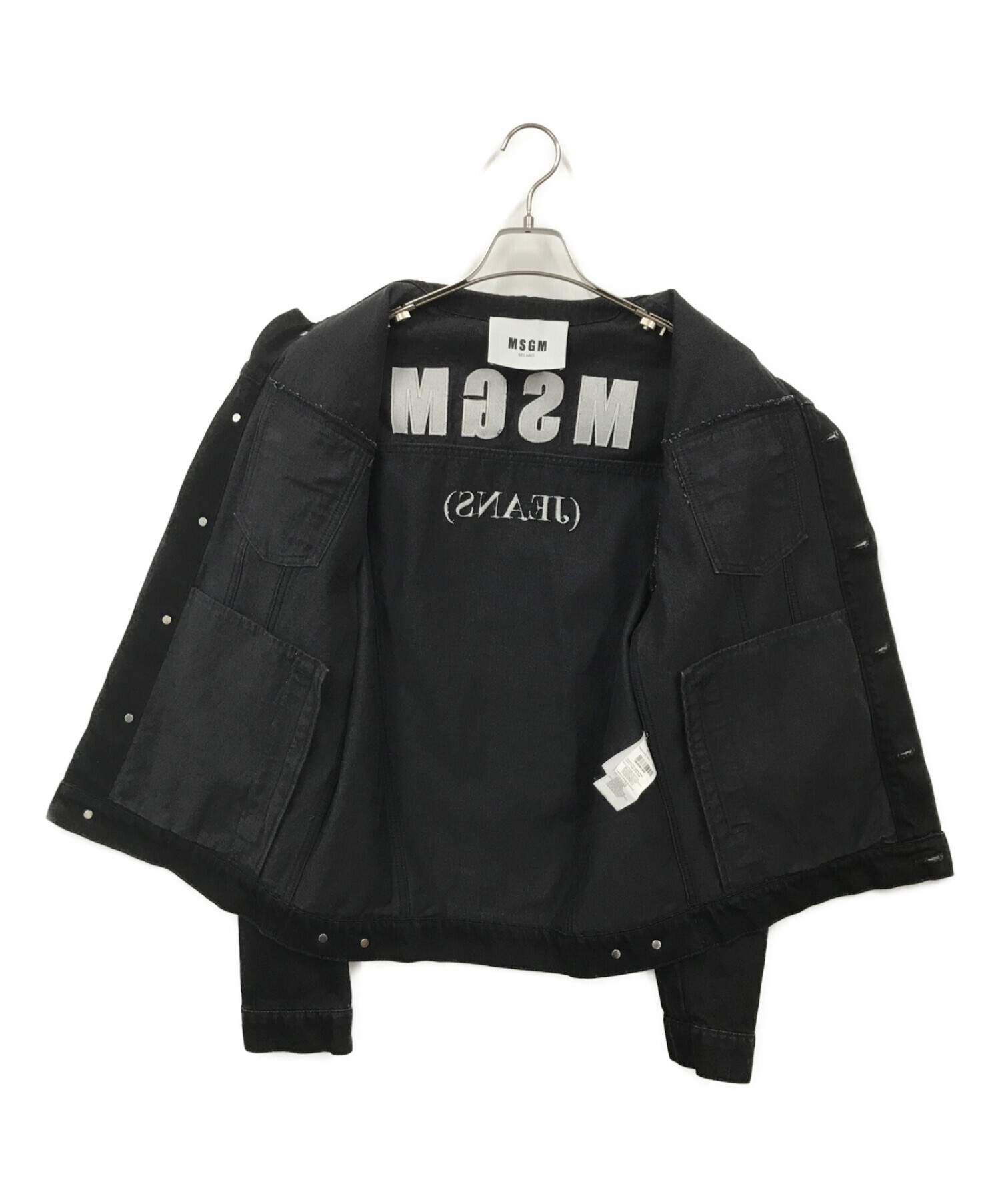 MSGM (エムエスジーエム) ロゴプリントデニムジャケット ブラック サイズ:44