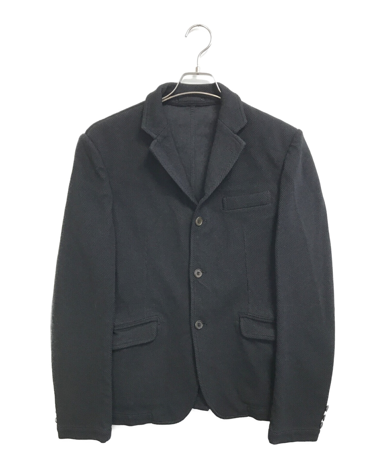 COMME des GARCONS HOMME (コムデギャルソン オム) 製品染めメッシュテーラードジャケット ブラック サイズ:S