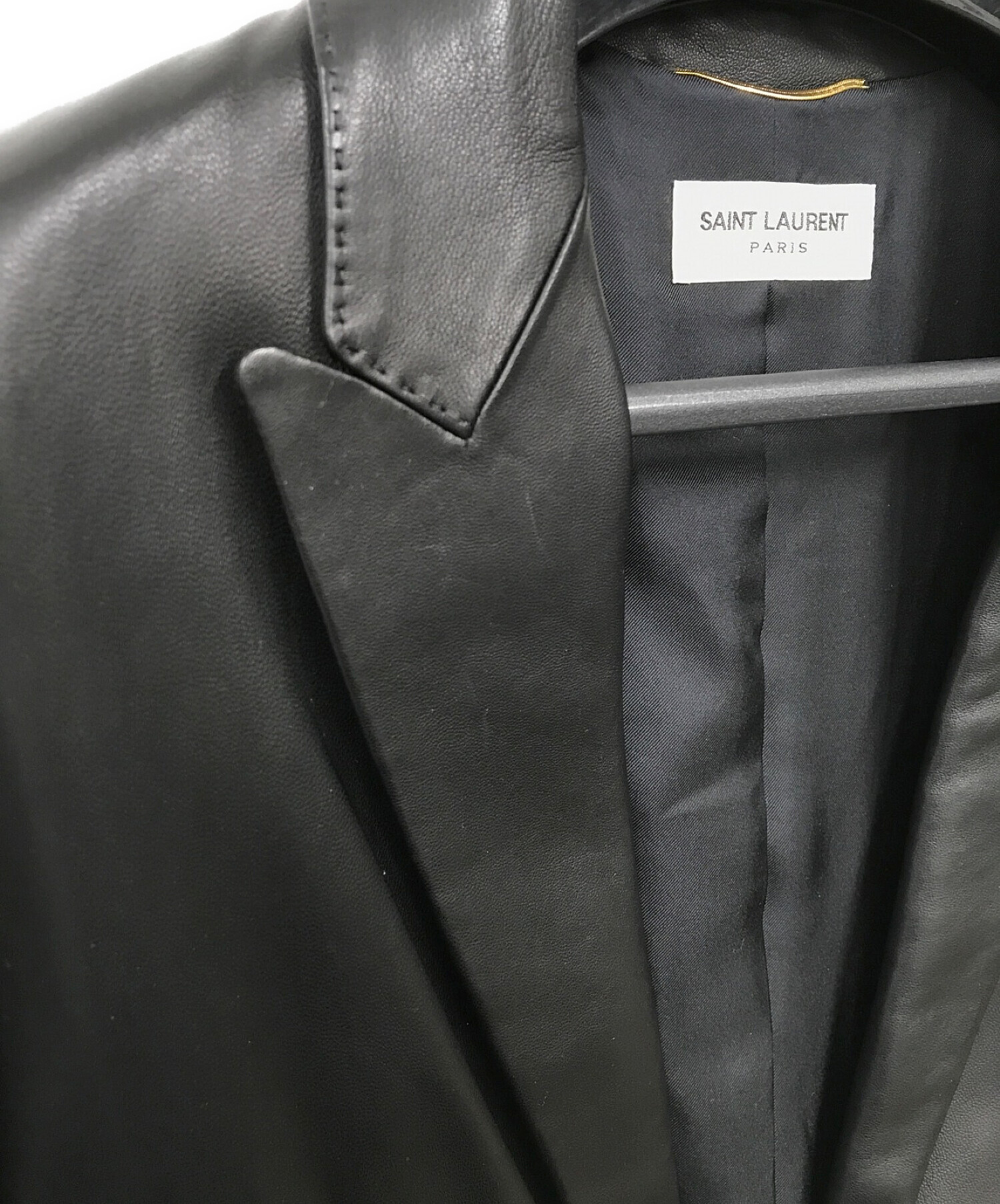 Saint Laurent Paris (サンローランパリ) カウレザーテーラードジャケット ブラック サイズ:38