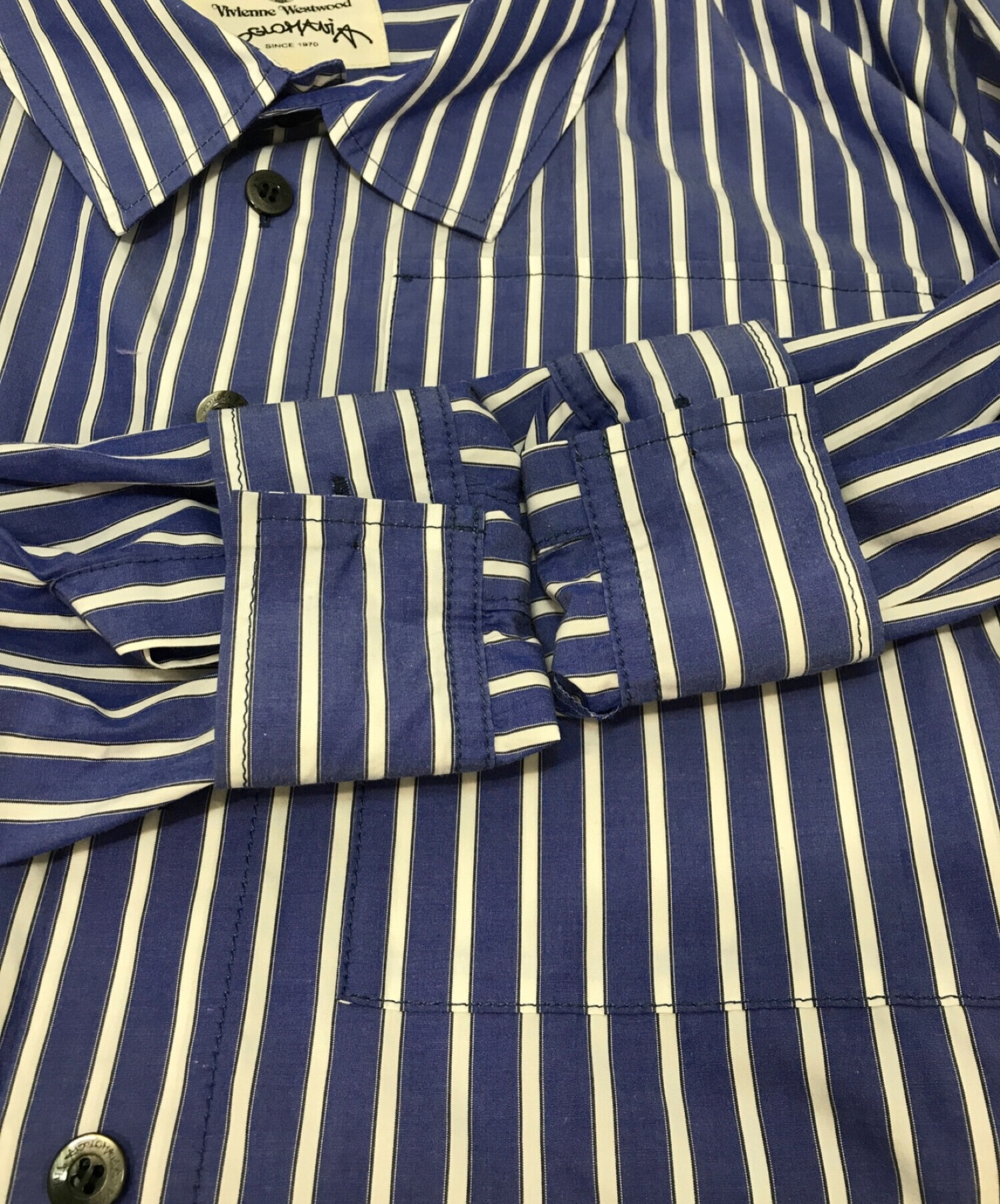 Vivienne Westwood ANGLOMANIA (ヴィヴィアンウエストウッド アングロマニア) 変形シャツ ブルー サイズ:40