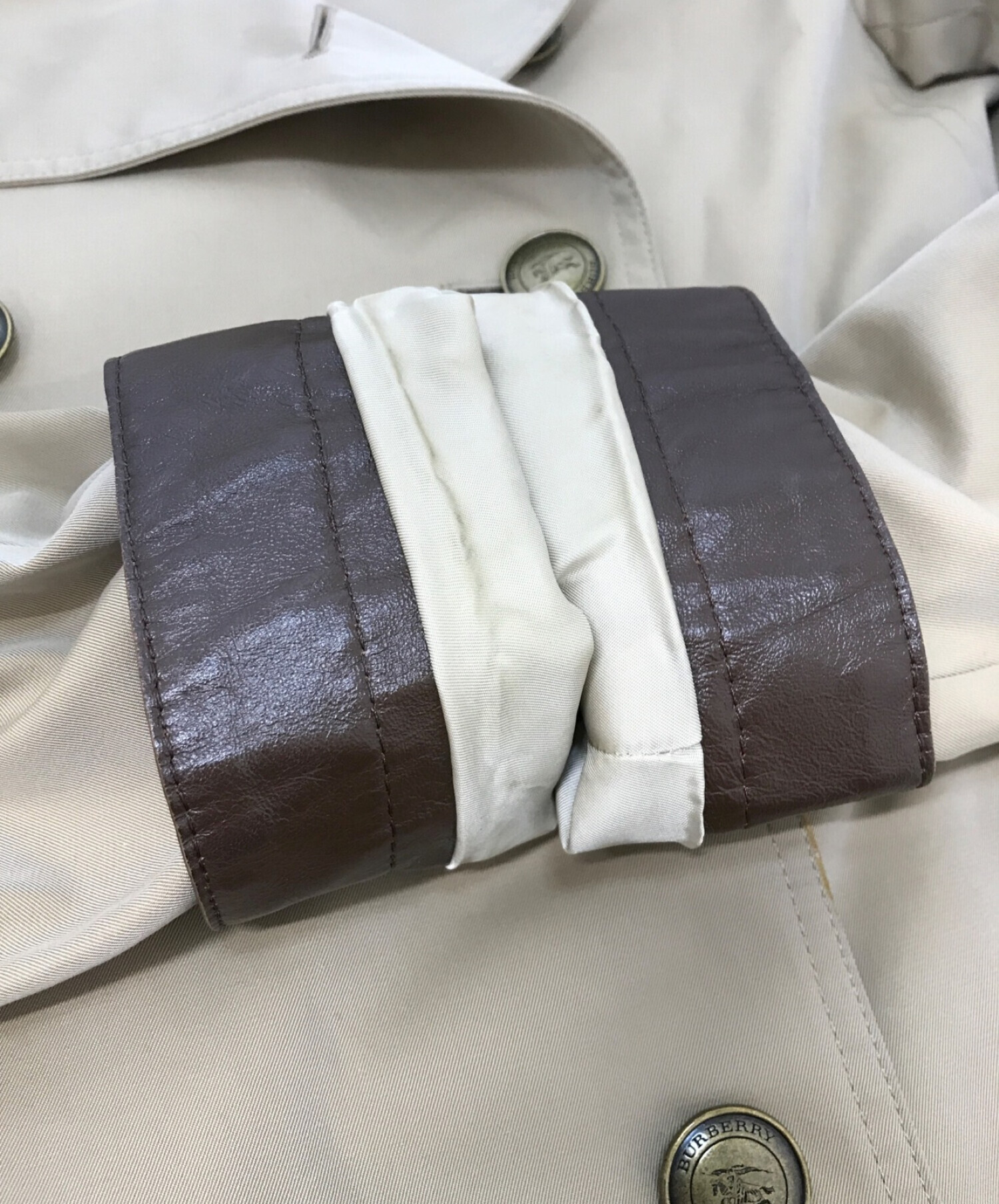 BURBERRY LONDON (バーバリー ロンドン) レザー切替トレンチコート ベージュ サイズ:38