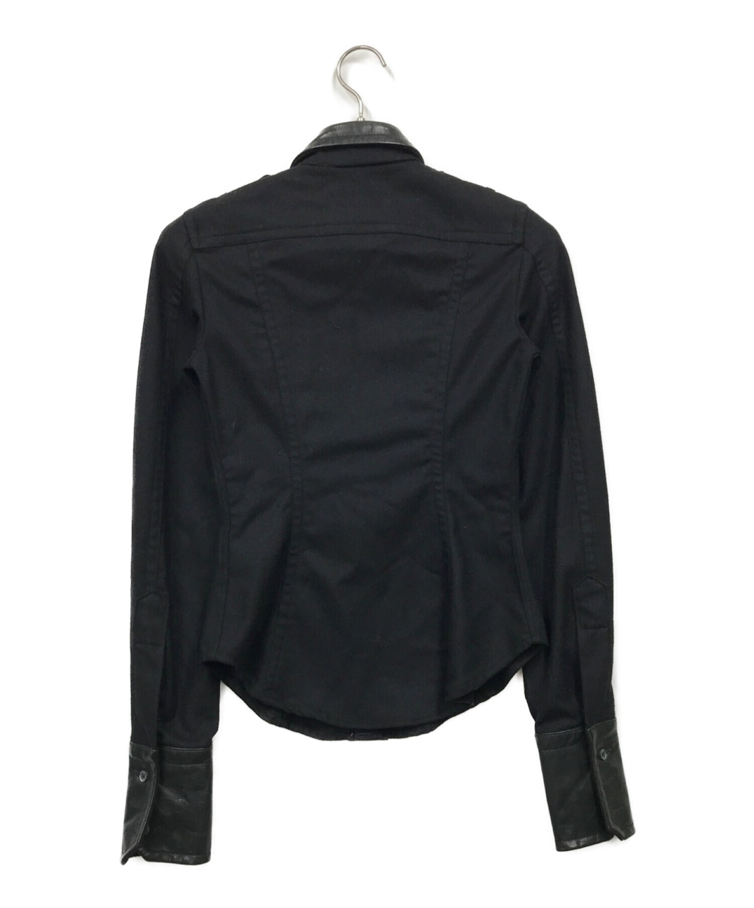 DSQUARED2 (ディースクエアード) レザー切替ウエスタンシャツ ブラック サイズ:42
