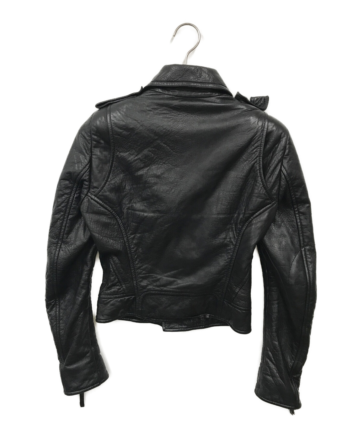BALENCIAGA (バレンシアガ) ラムレザーライダースジャケット ブラック サイズ:M