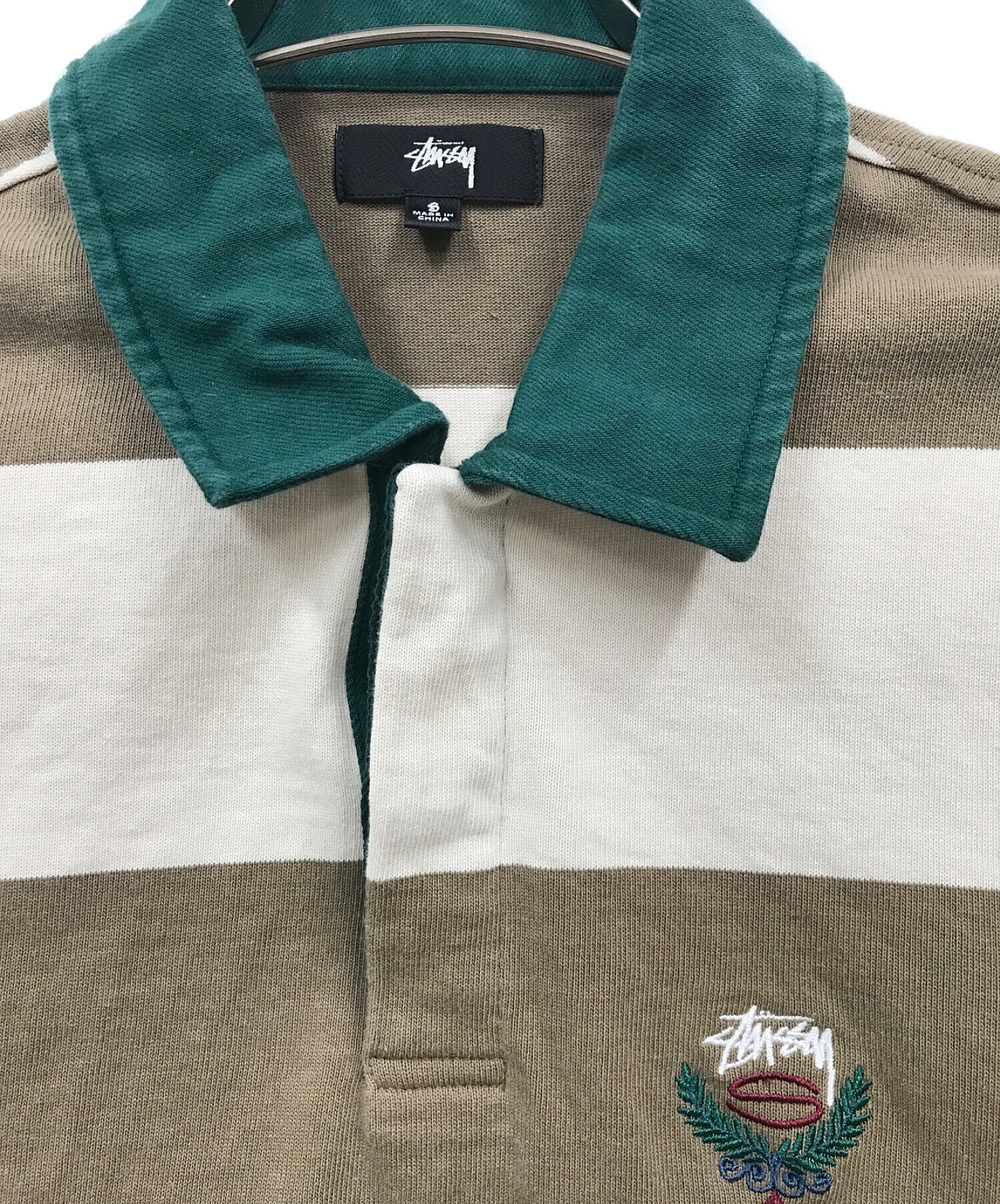 stussy (ステューシー) big stripe rugby shirts ベージュ サイズ:S