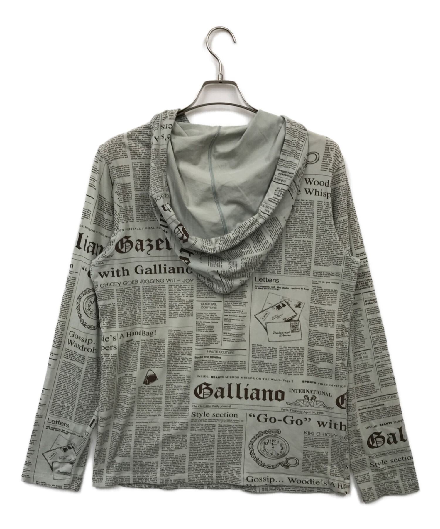 JOHN GALLIANO (ジョンガリアーノ) News Paper Hoodie（ニュースペーパーフーディ） グレー サイズ:-