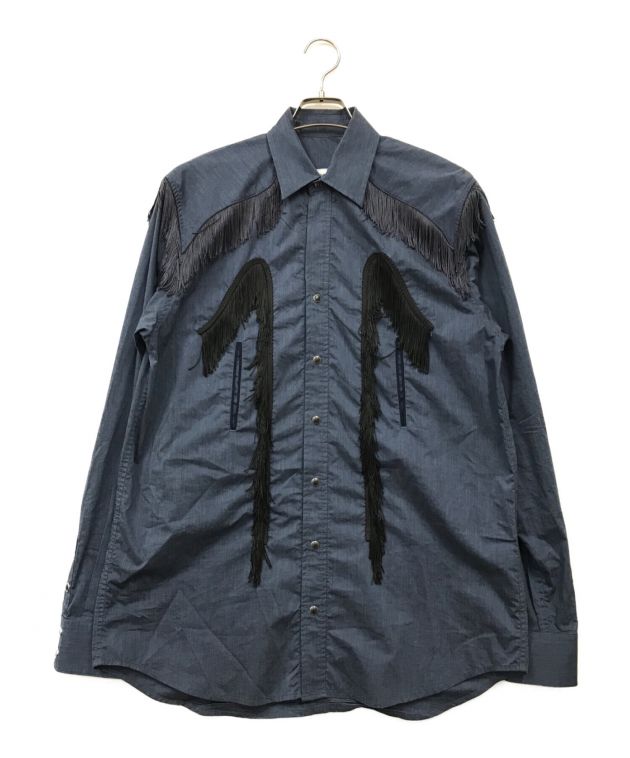 中古・古着通販】TOGA VIRILIS (トーガ ビリリース) TYPEWRITER FRINGE SHIRT（タイプライター フリンジ シャツ）  ネイビー サイズ:48｜ブランド・古着通販 トレファク公式【TREFAC FASHION】スマホサイト