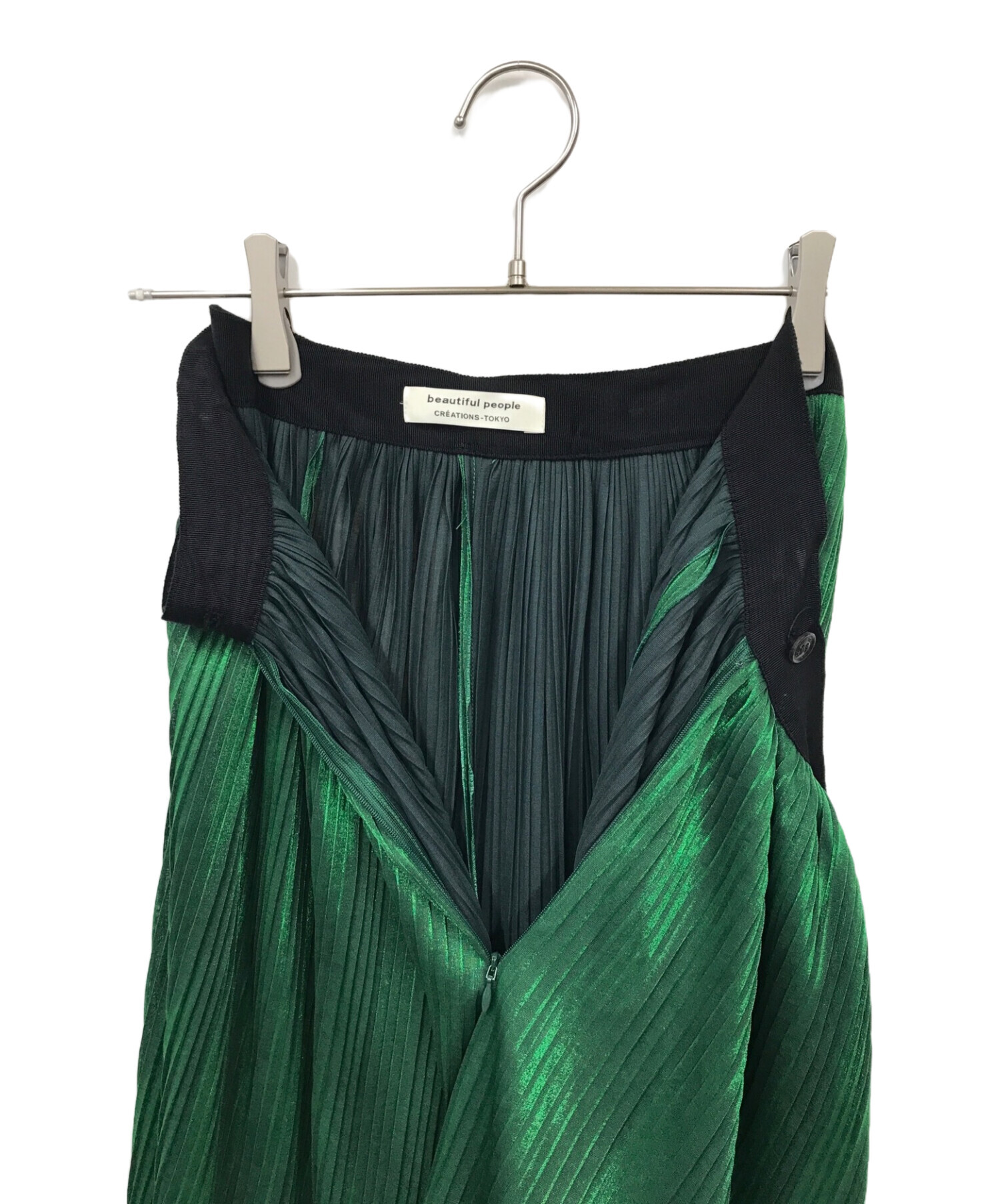 beautiful people (ビューティフルピープル) metalic jersey pleats wrap  skirt（メタリックジャージープリーツラップスカート） グリーン サイズ:34