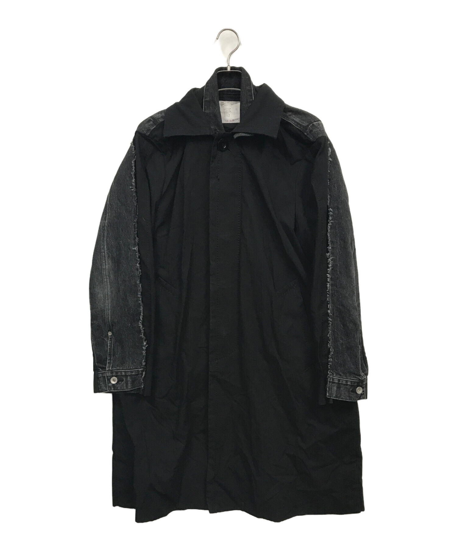 中古・古着通販】sacai (サカイ) デニムドッキングステンカラーコート ブラック サイズ:1｜ブランド・古着通販 トレファク公式【TREFAC  FASHION】スマホサイト