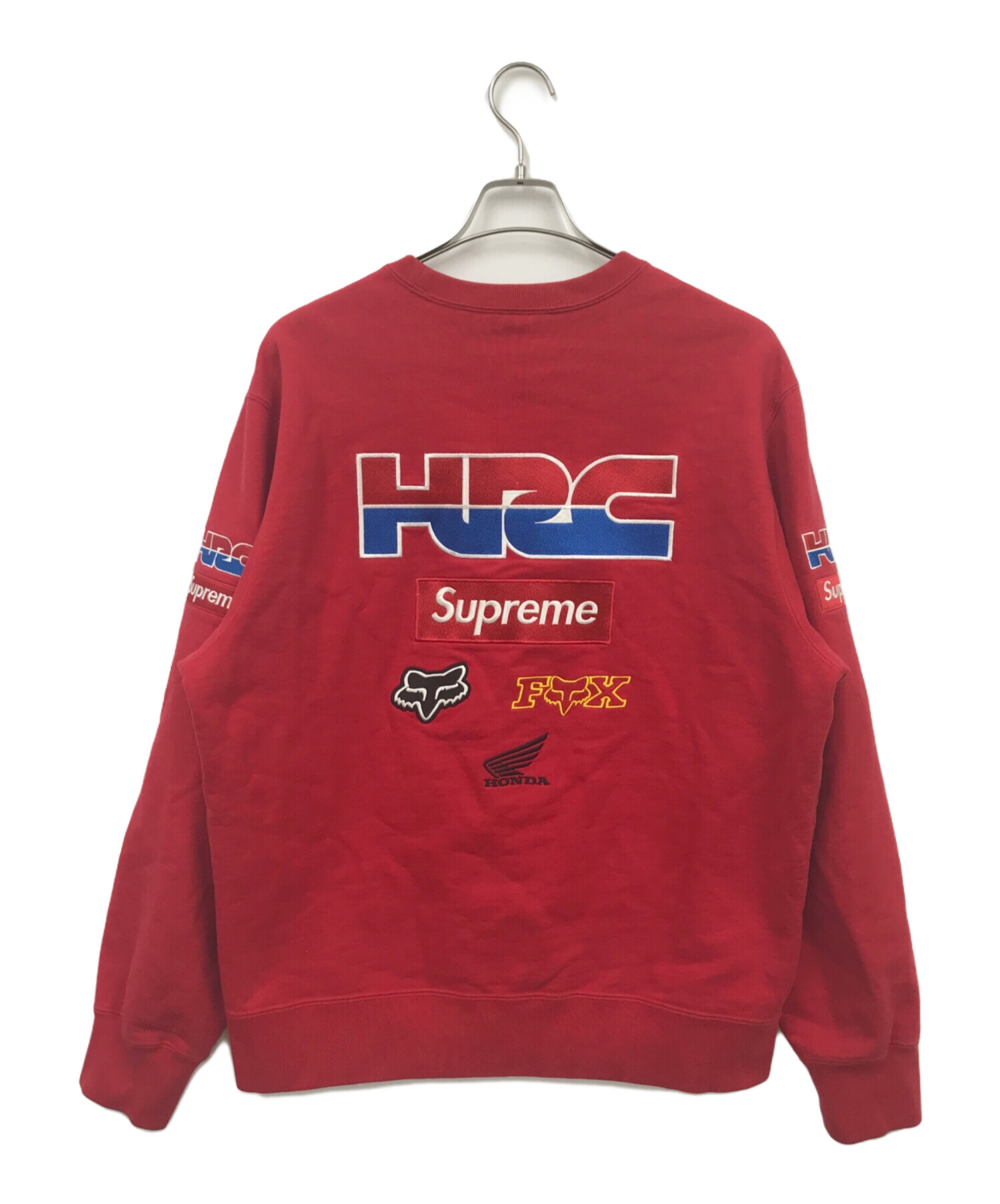 SUPREME (シュプリーム) FOX RACING (フォックスレーシング) クルーネックスウェット レッド サイズ:L