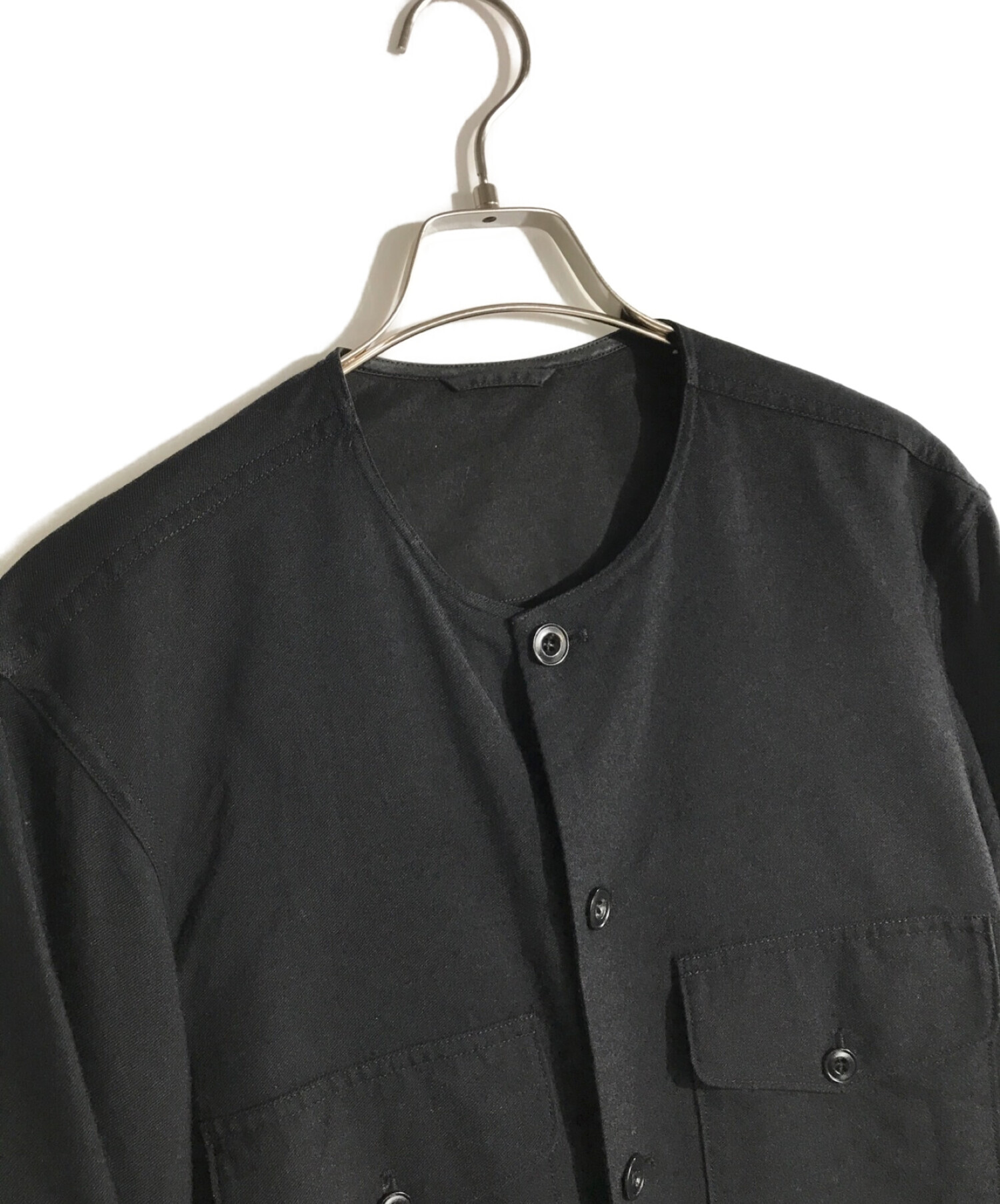 LEMAIRE (ルメール) ウールノーカラーシャツ ブラック サイズ:46