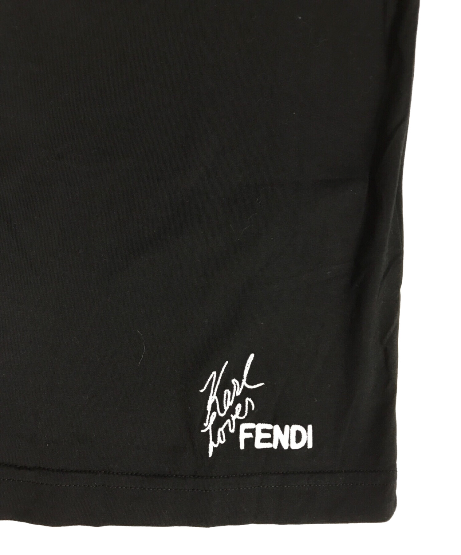 FENDI (フェンディ) カールラガーフェルドTシャツ ブラック サイズ:48