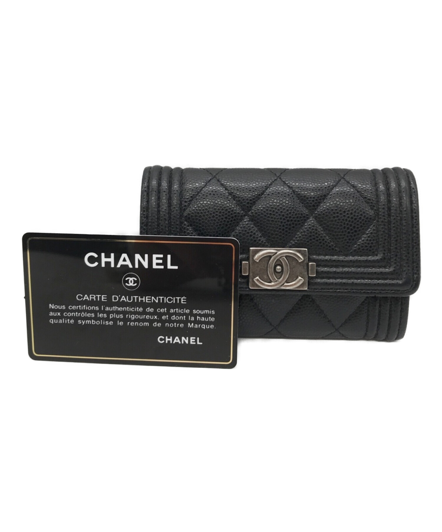 CHANEL (シャネル) キャビアスキンフラップカードケース サイズ:不明