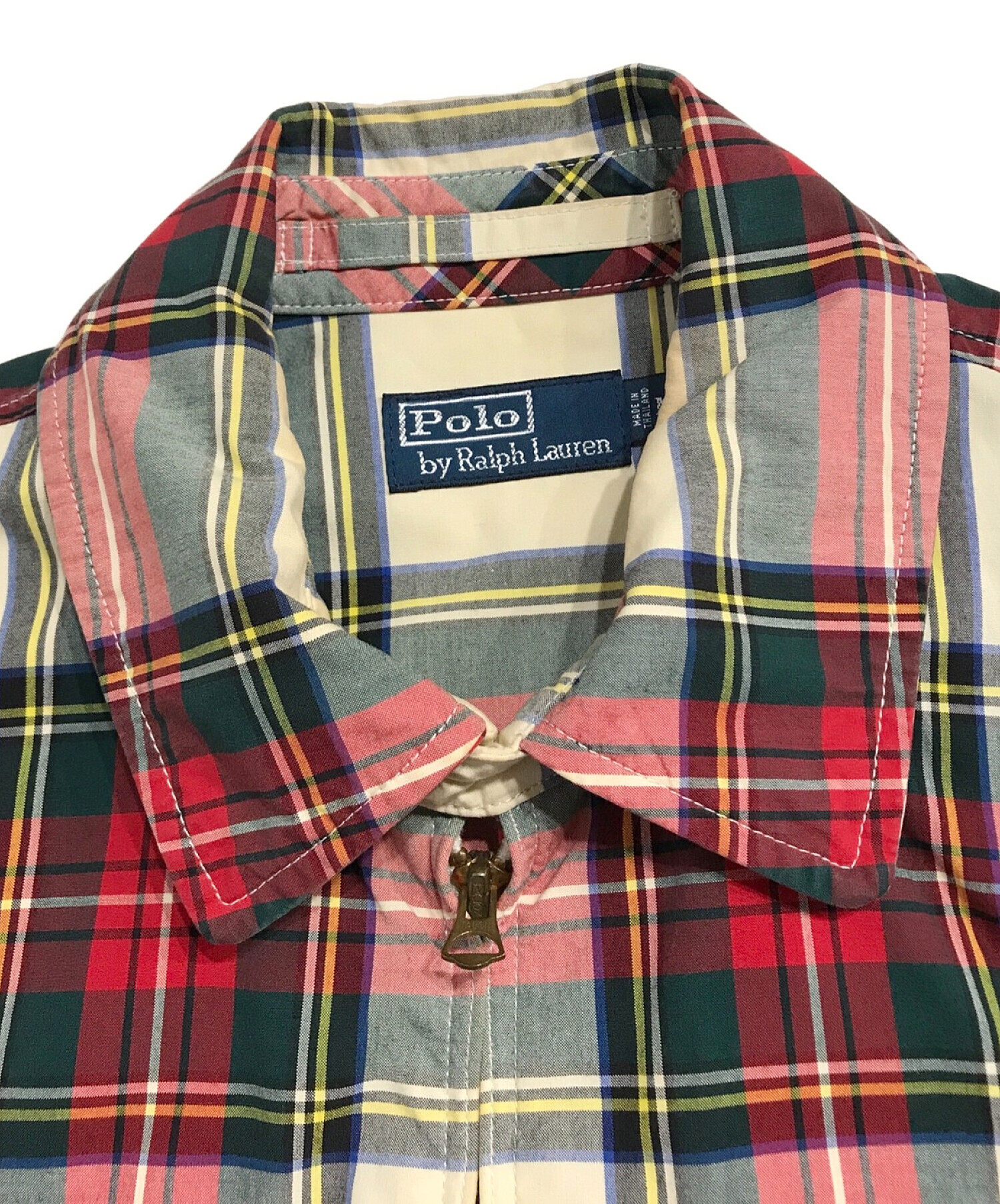 POLO RALPH LAUREN (ポロ・ラルフローレン) 【古着】クラシカルチェックハリントンジャケット レッド×ベージュ サイズ:M