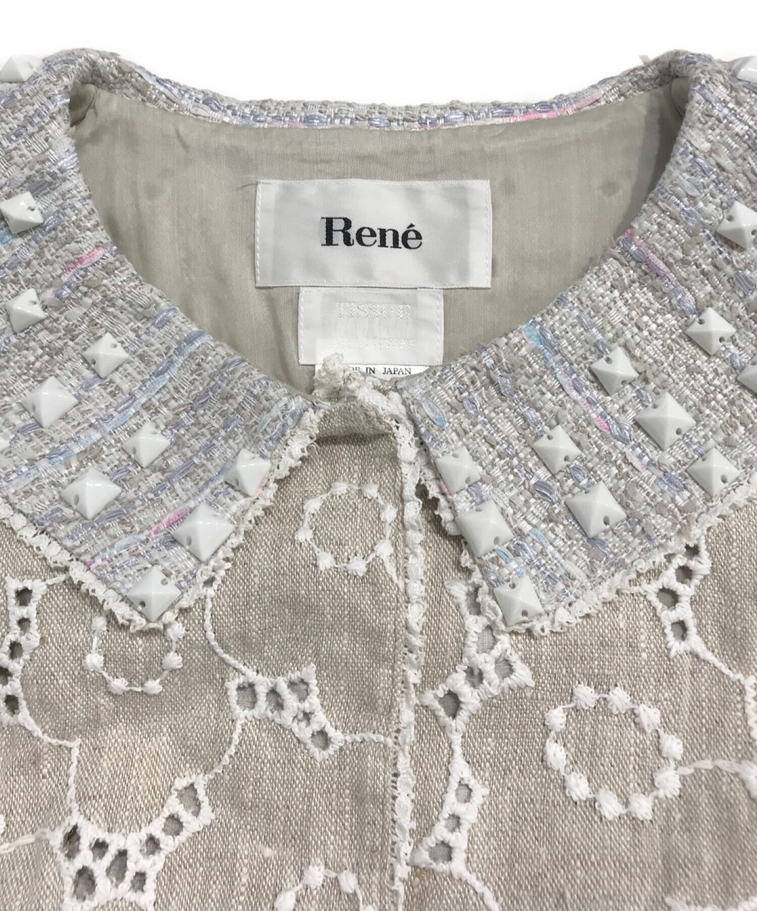 中古・古着通販】Rene (ルネ) カットワーク×ニットツイードショート