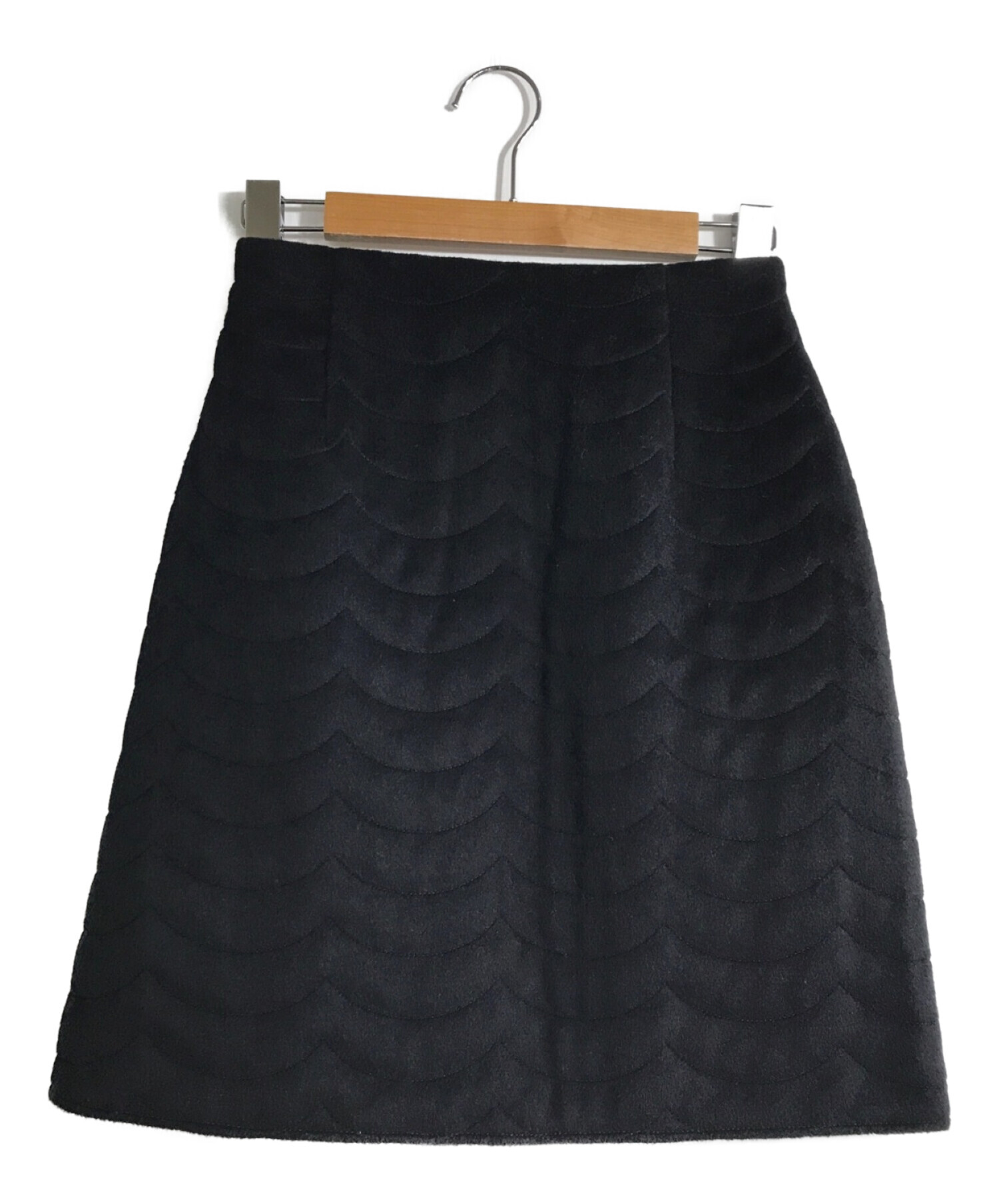 CELFORD (セルフォード) キルティングウール台形スカート ブラック サイズ:38 未使用品