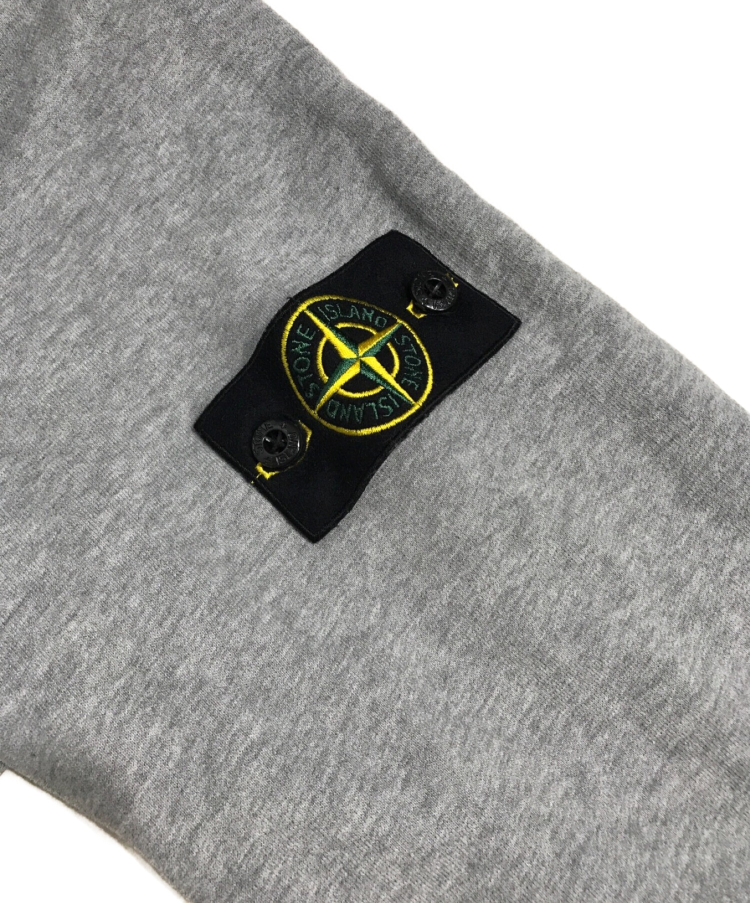 STONE ISLAND (ストーンアイランド) ロゴパッチ ガーメントダイ プルオーバースウェットパーカー グレー サイズ:XL