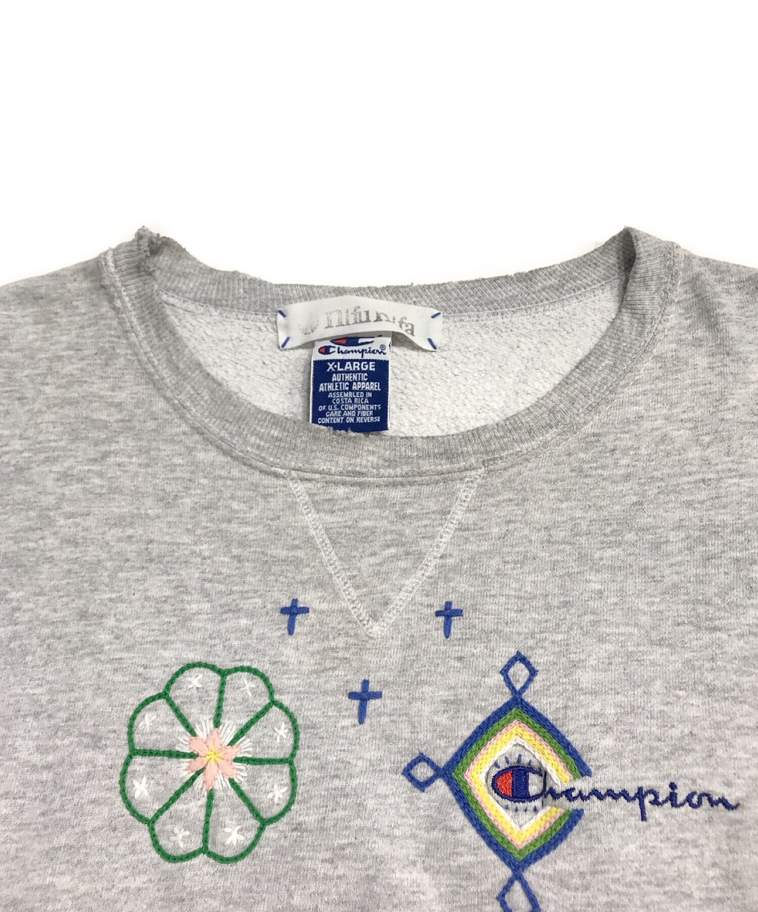 Champion × nifu nifa (チャンピオン × ニフニファ) リメイクスウェット グレー サイズ:XL