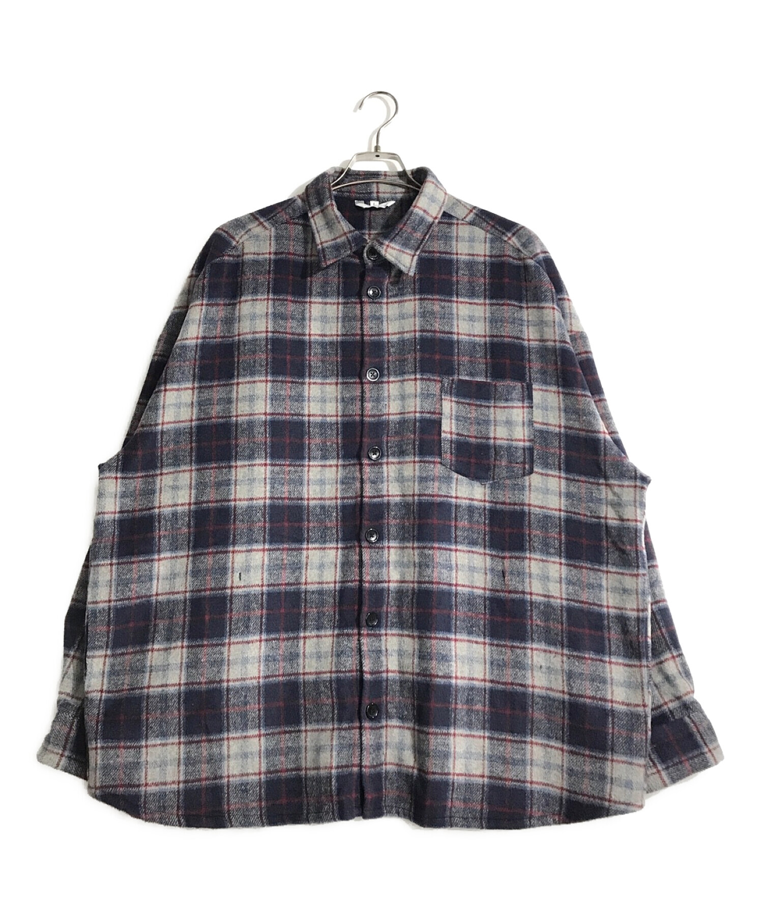 VICTIM (ヴィクティム) ビッグシルエットチェックシャツジャケット ネイビー サイズ:L
