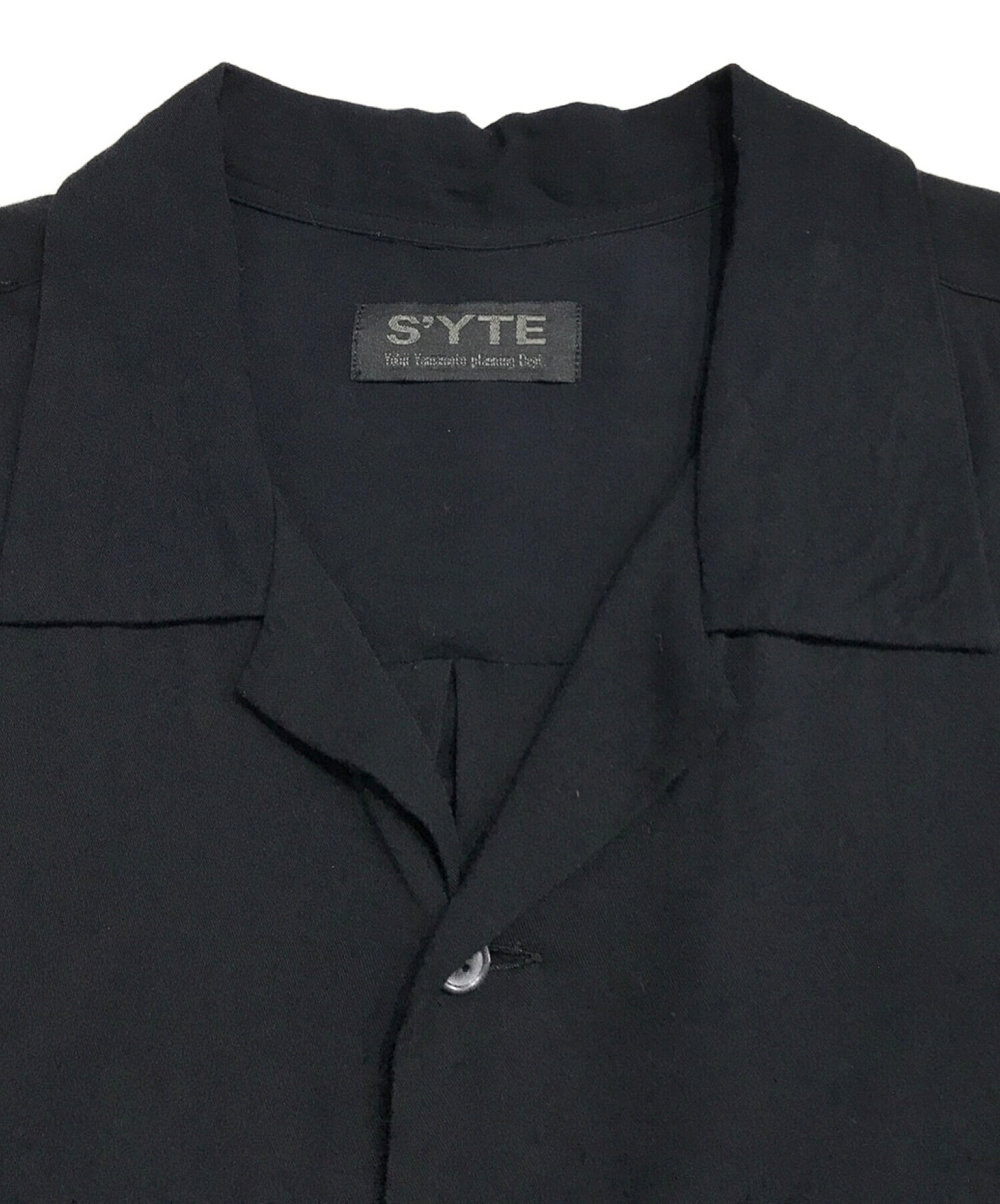 s'yte Yohji Yamamoto (サイト ヨウジヤマモト) オープンカラーレーヨンシャツ ブラック サイズ:4