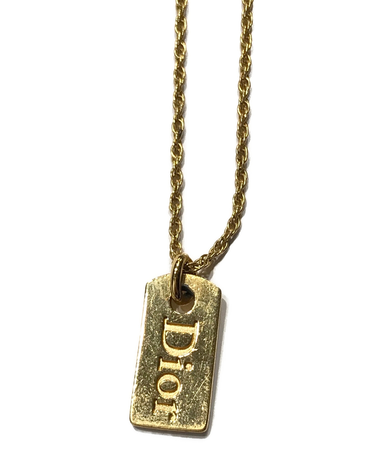 ディオール　Christian Dior　ロゴプレート　ネックレス(ゴールド)
