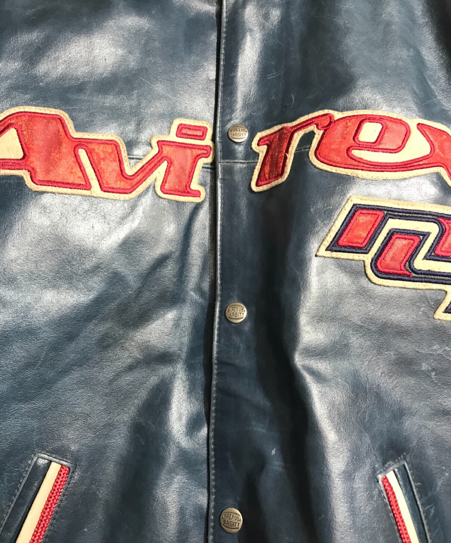 AVIREX (アヴィレックス) 90sゴーラーズレザージャケット ブルー サイズ:S