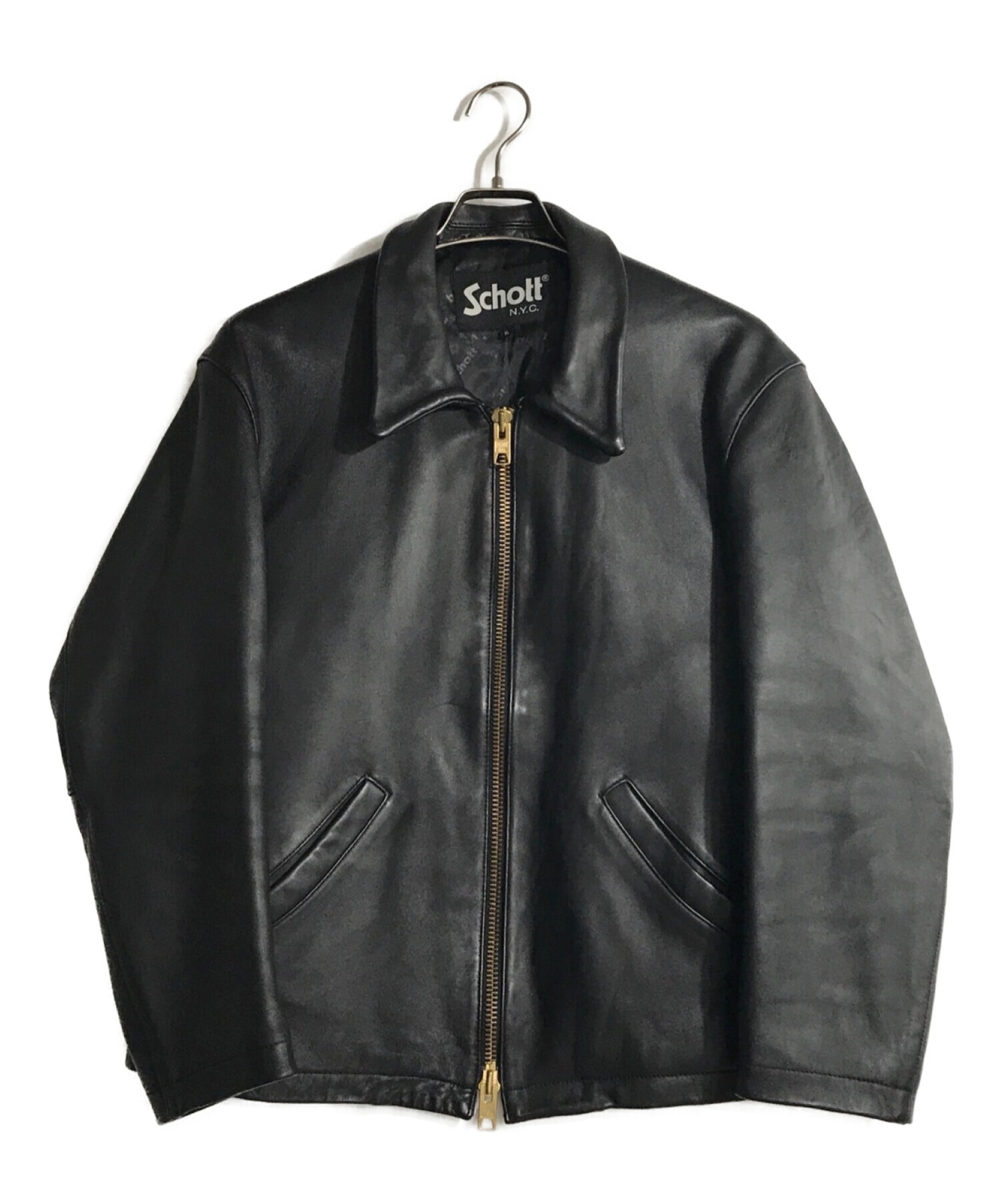 Schott (ショット) レザースポーツジャケット ブラック サイズ:XL