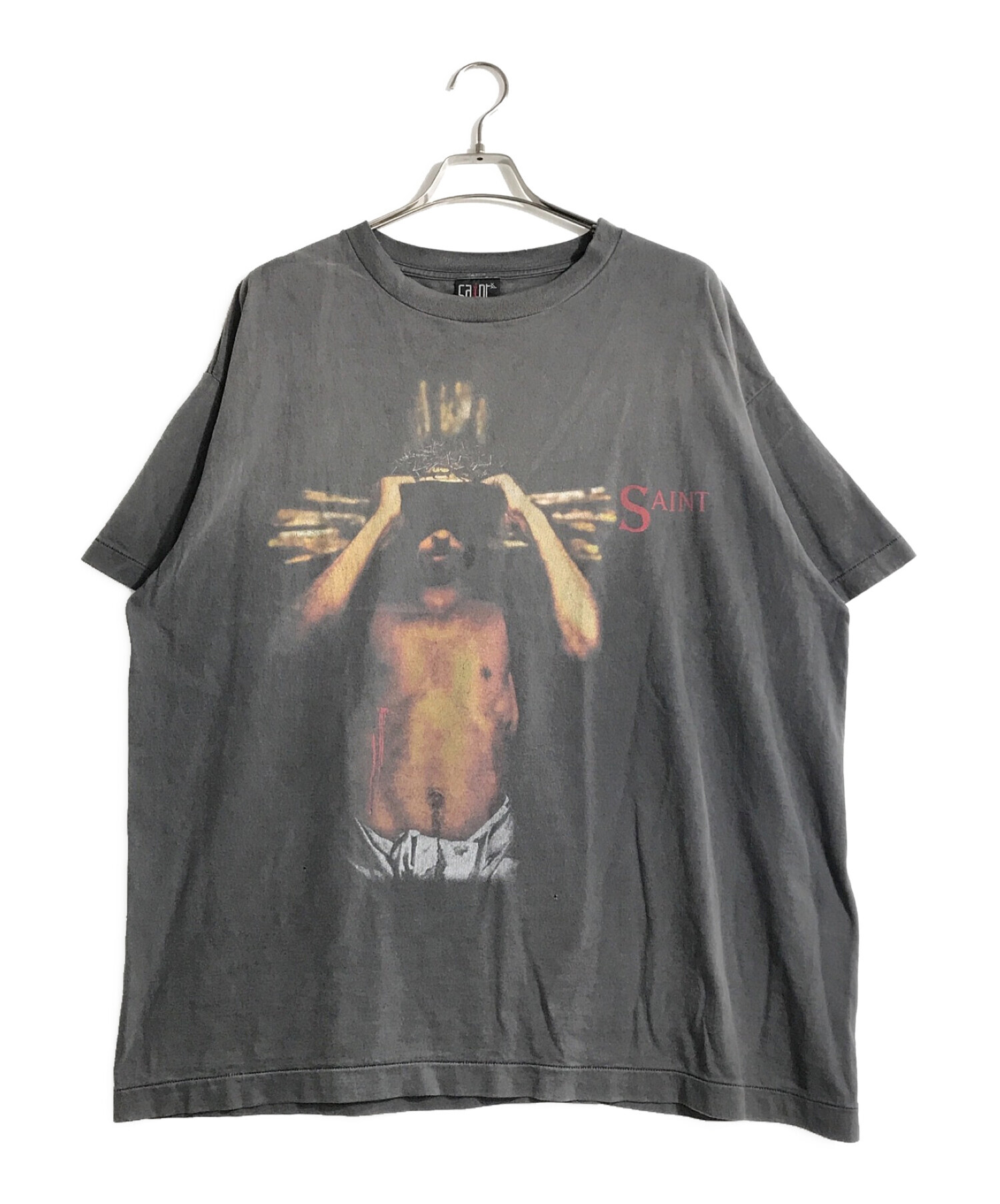 SAINT MICHAEL (セントマイケル) ウィーリブヘルTシャツ グレー サイズ:XXL