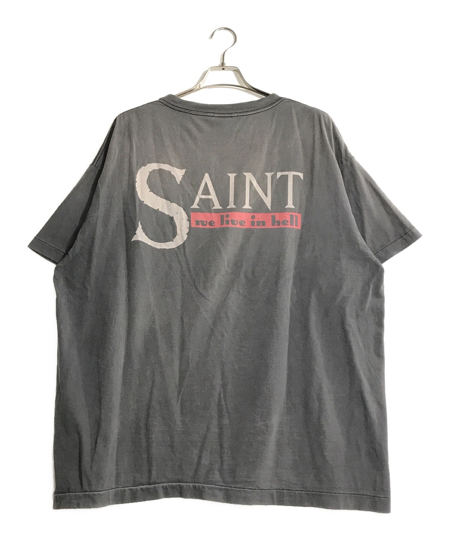 SAINT MICHAEL (セントマイケル) ウィーリブヘルTシャツ グレー サイズ:XXL