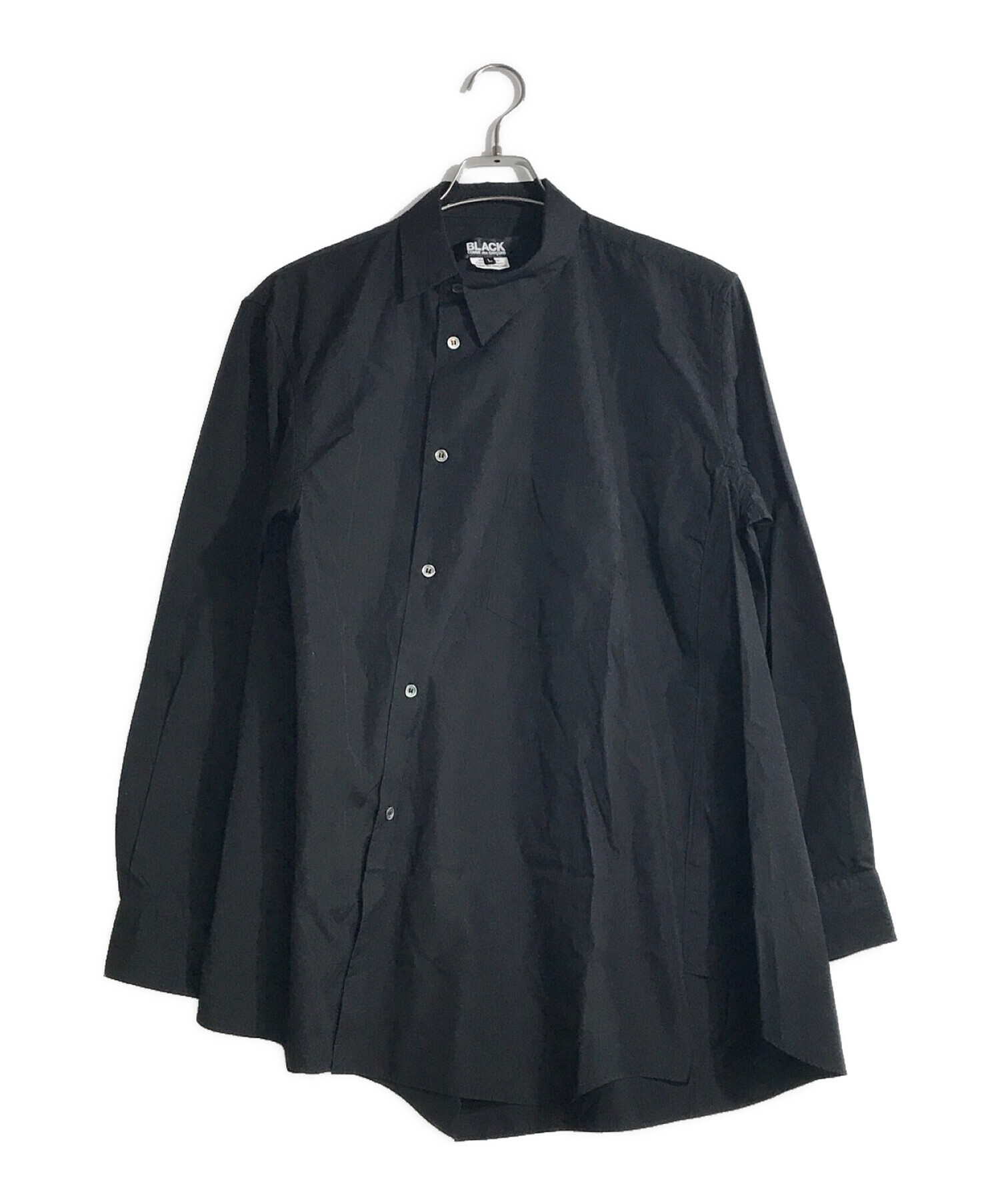 BLACK COMME des GARCONS (ブラック コムデギャルソン) アシンメトリーシャツ ブラック サイズ:L