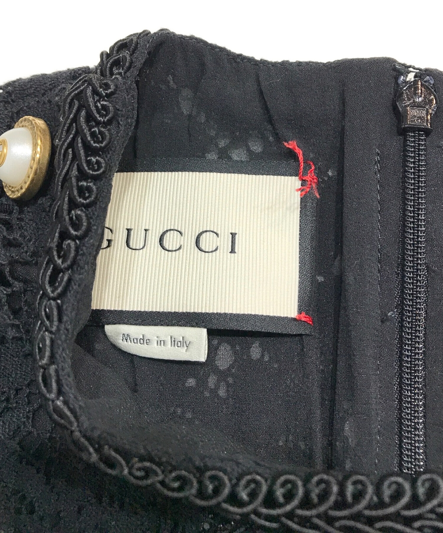 中古・古着通販】GUCCI (グッチ) ビジューレースワンピース ブラック