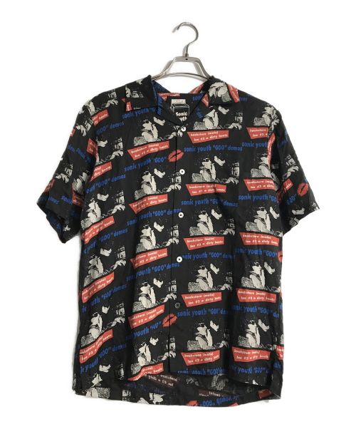 【中古・古着通販】Hysteric Glamour (ヒステリックグラマー) SONIC YOUTH GOO DEMOS柄 オープン カラー シャツ  ブラック×レッド サイズ:M｜ブランド・古着通販 トレファク公式【TREFAC FASHION】スマホサイト