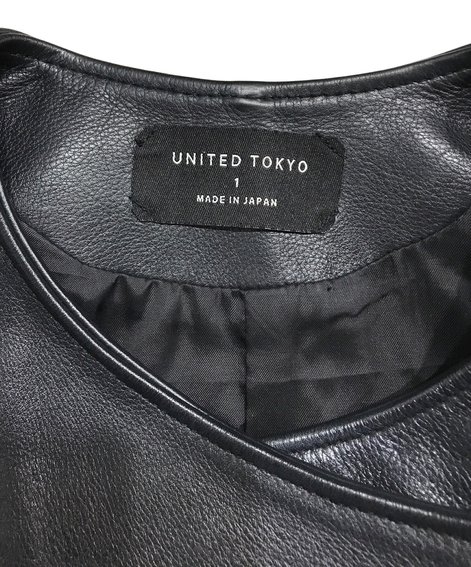 UNITED TOKYO (ユナイテッドトーキョー) ノーカラーセミダブルライダースジャケット ブラック サイズ:1