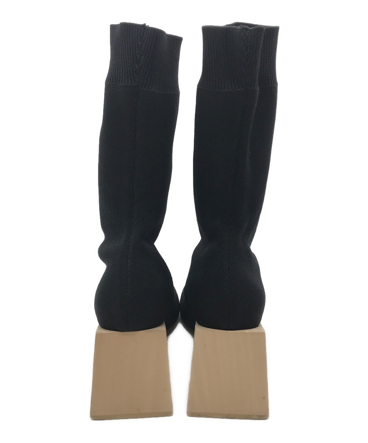 ENFOLD (エンフォルド) ウッドソール ソックスブーツ ブラック サイズ:38