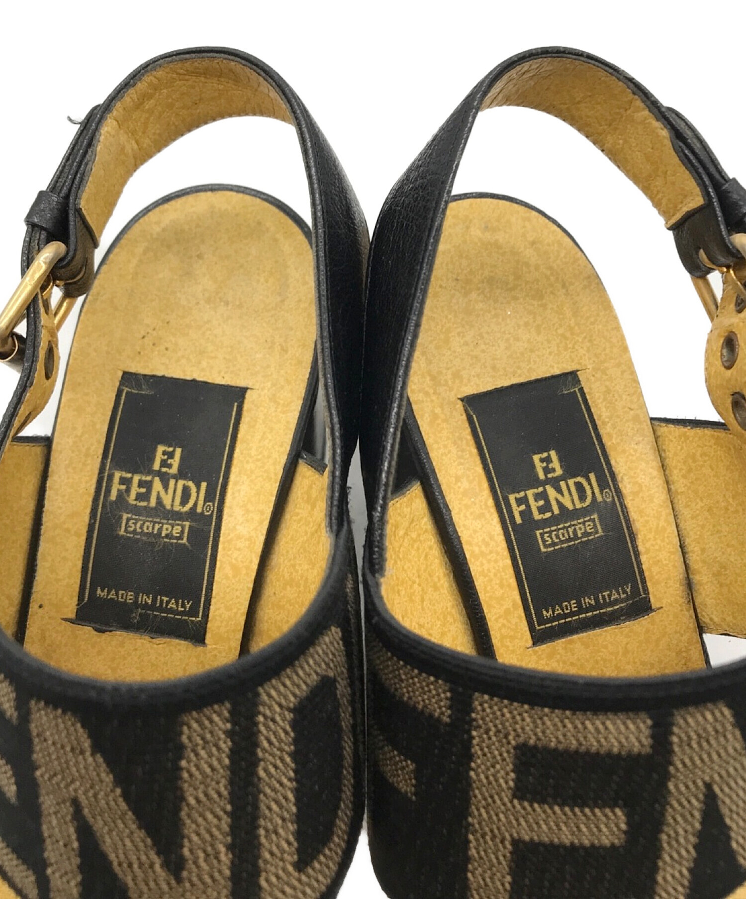 中古・古着通販】FENDI (フェンディ) スクエアトゥロゴバンドサンダル ブラック サイズ:36｜ブランド・古着通販 トレファク公式【TREFAC  FASHION】スマホサイト