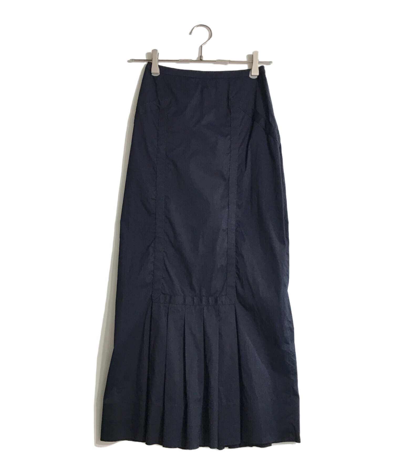 PRADA (プラダ) 裾プリーツロングスカート ネイビー サイズ:38