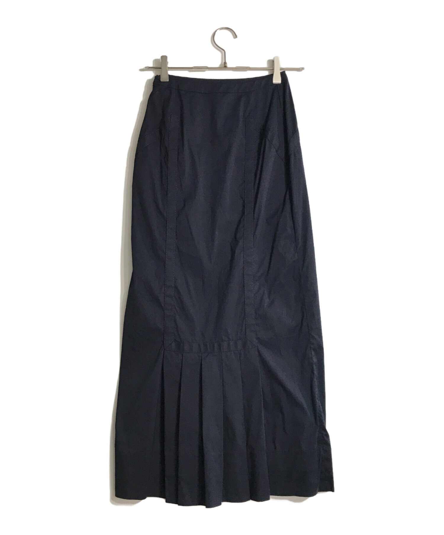 PRADA (プラダ) 裾プリーツロングスカート ネイビー サイズ:38